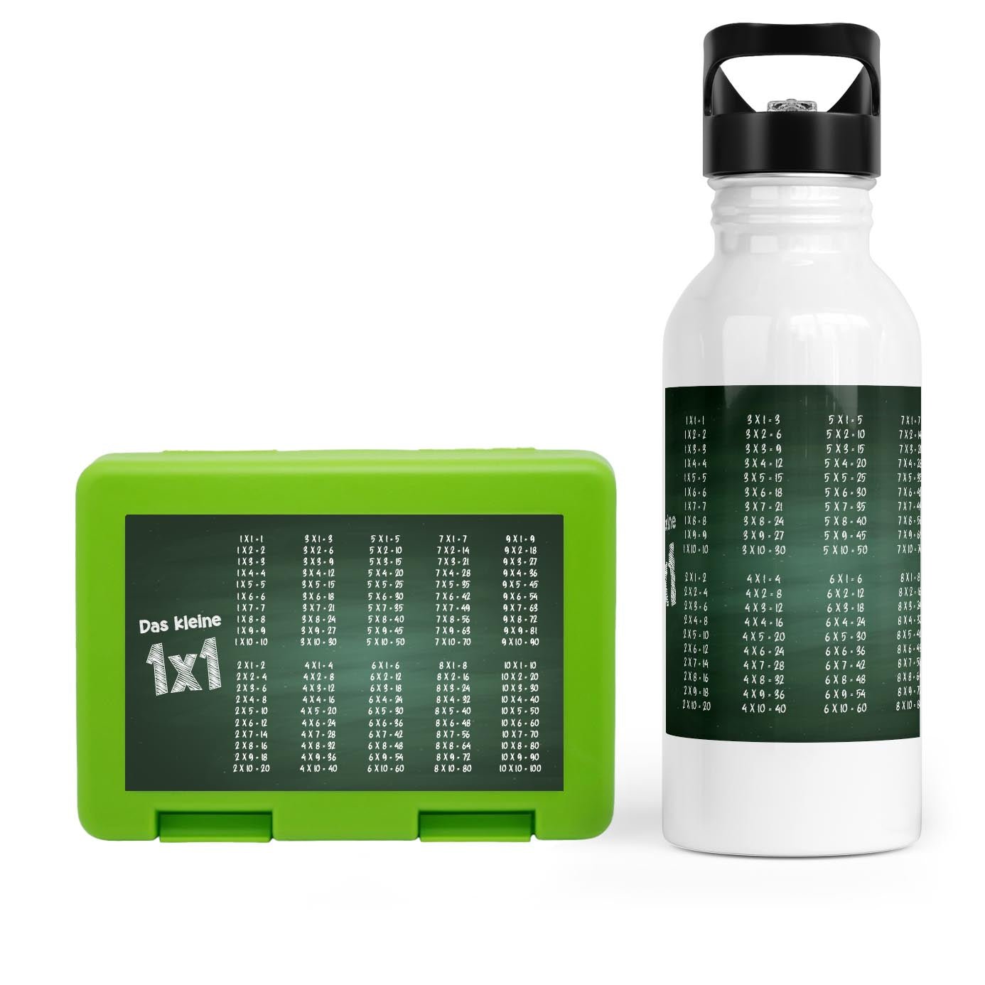 Schulstart Bundle No.4 – 1x1 Tafel - Design Brotdose & Trinkflasche - Zwergenstick
