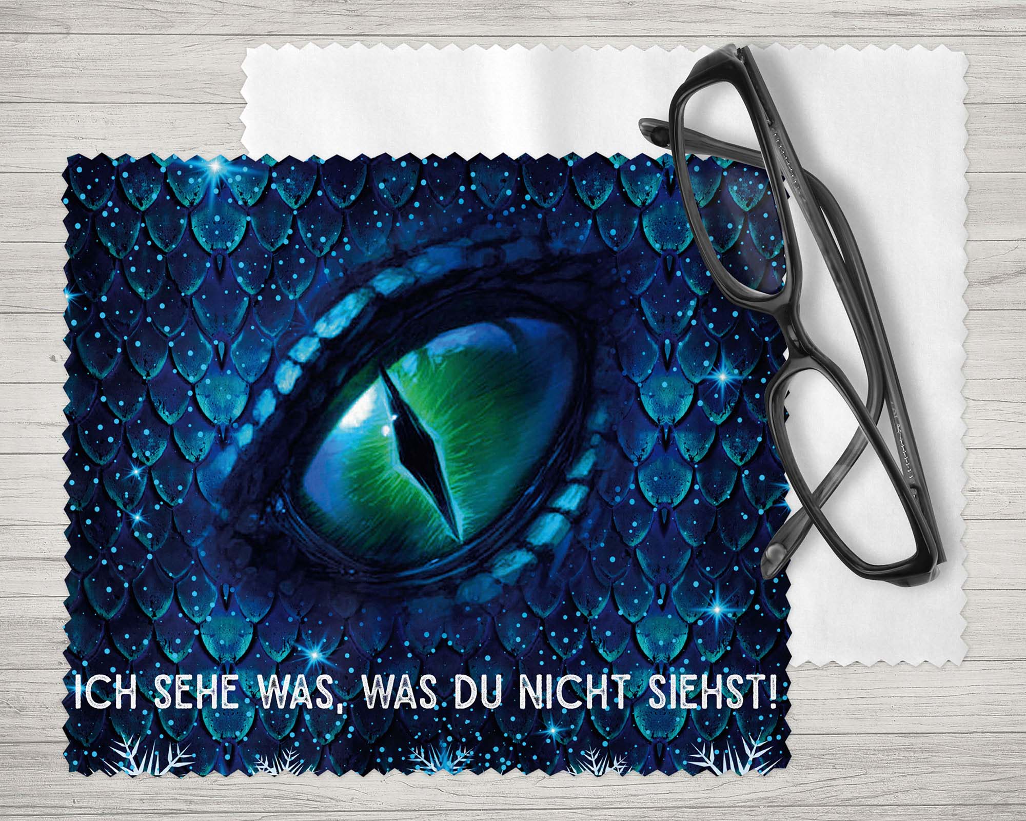 Brillenputztuch - Objektivtuch Drachenauge Blau - Zwergenstick