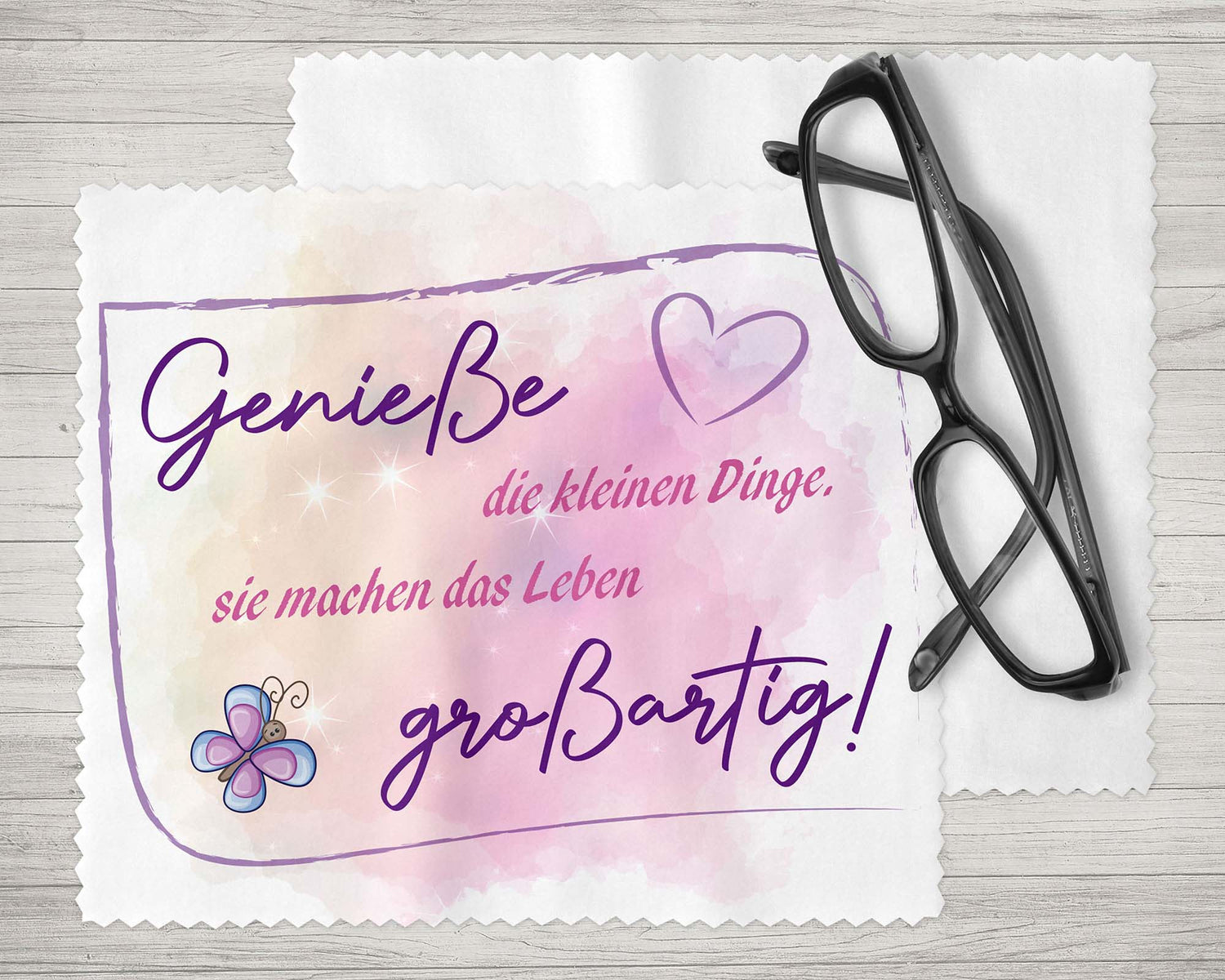 Brillenputztuch - Objektivtuch Genieße die kleinen Dinge - Zwergenstick