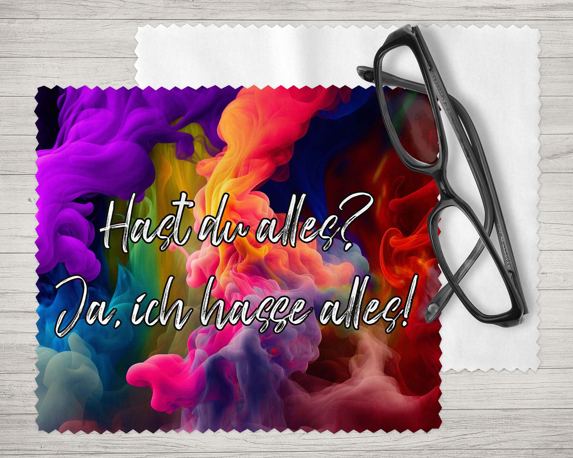 Brillenputztuch - Objektivtuch Hast Du alles? Ja ich hasse alles! - Zwergenstick