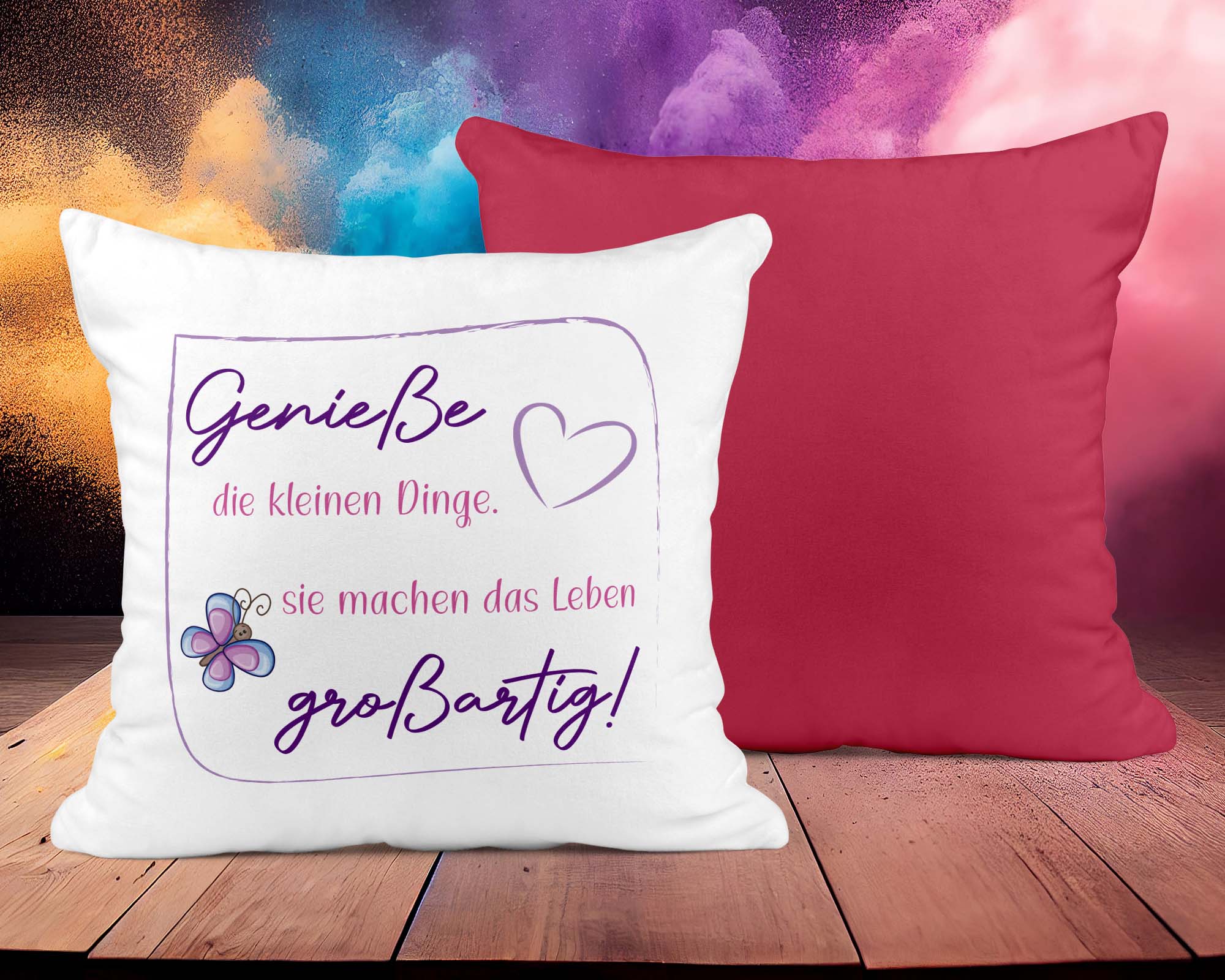 Glücksmomente Zitat-Kissen &