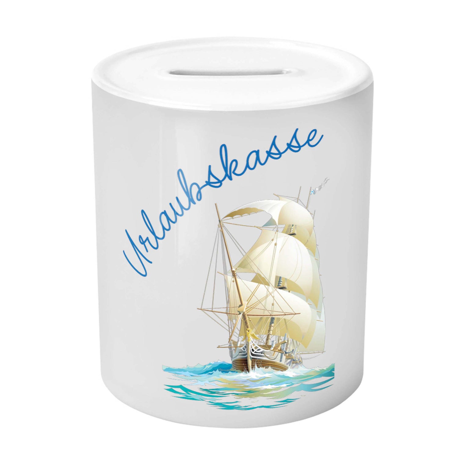 Spardose - Urlaubskasse mit Segelschiff - Zwergenstick