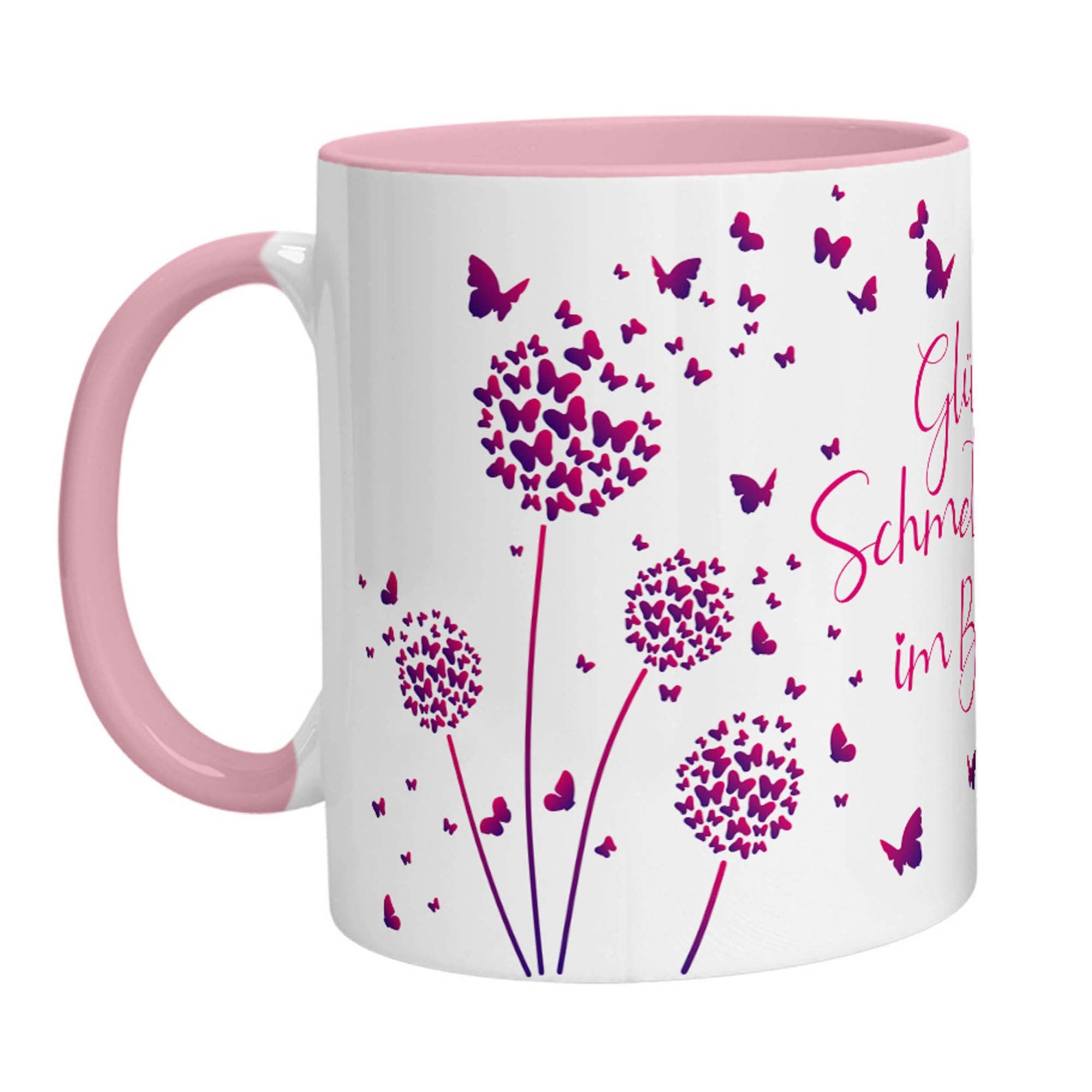 Tasse - Glück ist Schmetterlinge im Bauch (Lila Pink) - Zwergenstick