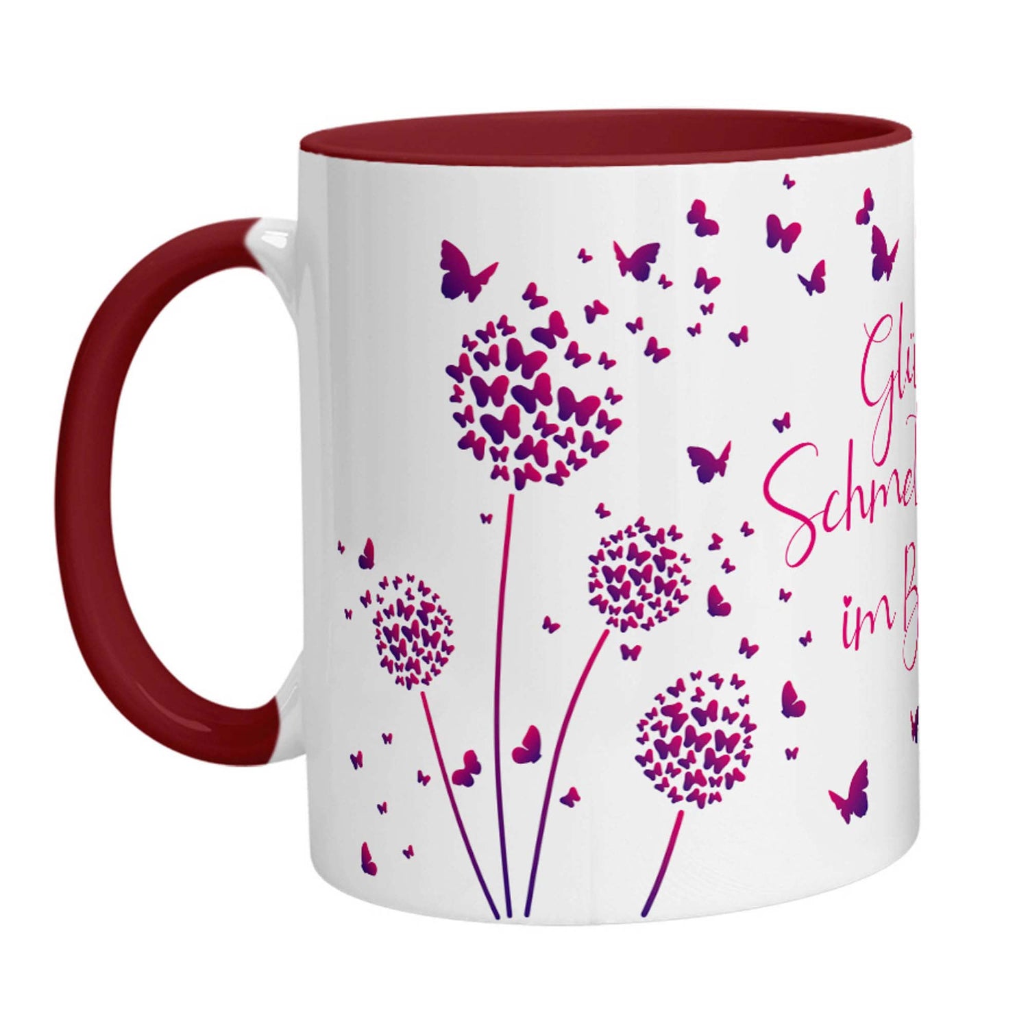 Tasse - Glück ist Schmetterlinge im Bauch (Lila Pink) - Zwergenstick