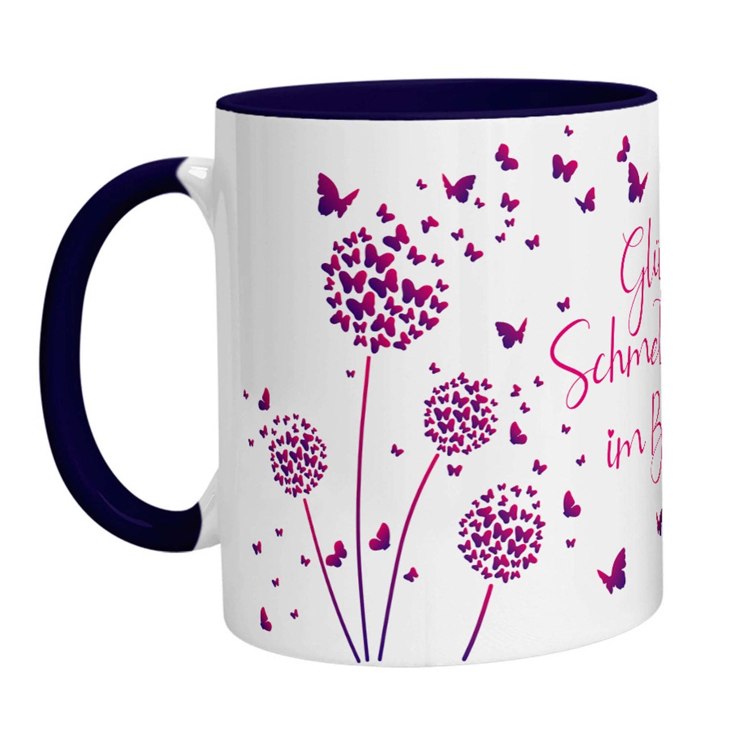 Tasse - Glück ist Schmetterlinge im Bauch (Lila Pink) - Zwergenstick