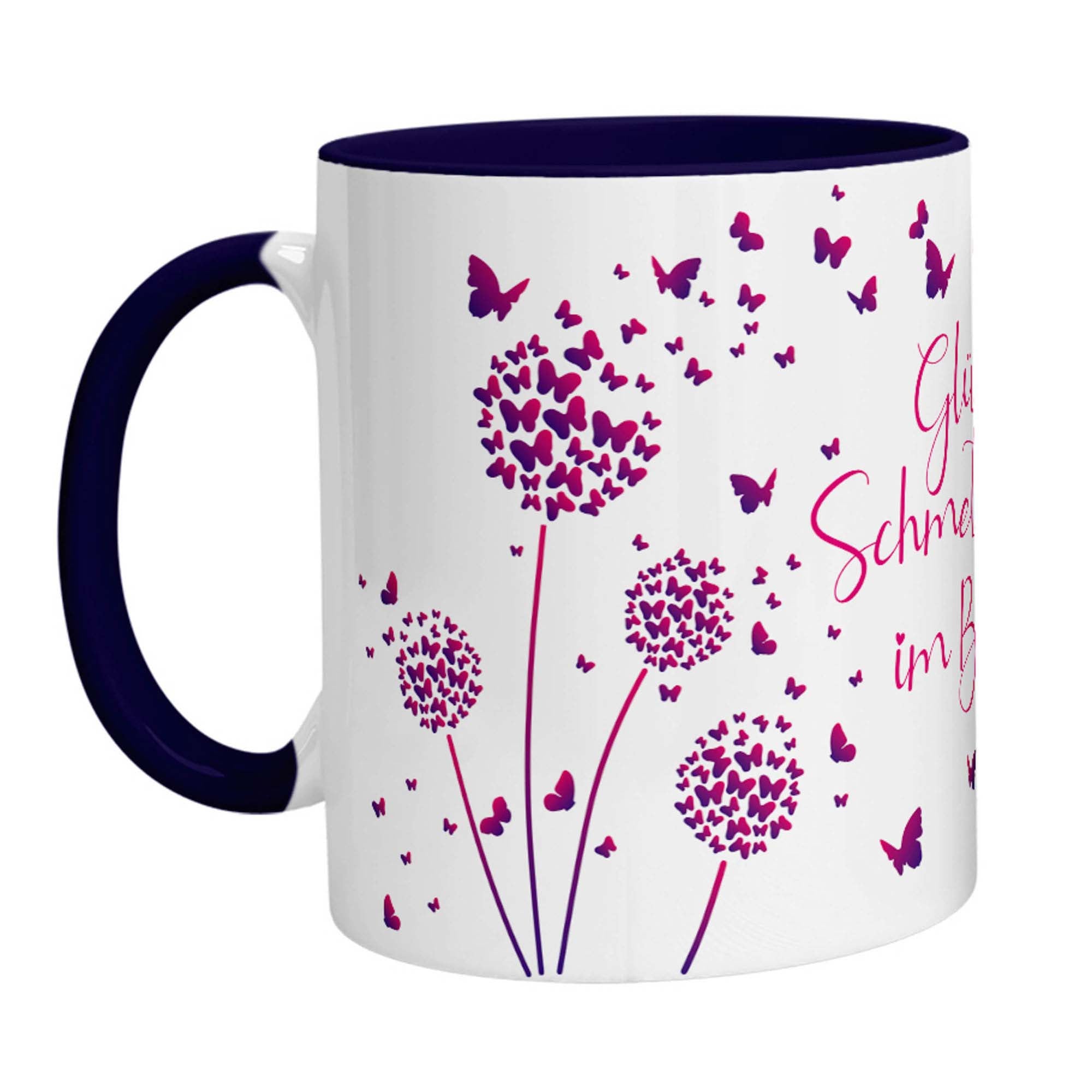 Tasse - Glück ist Schmetterlinge im Bauch (Lila Pink) - Zwergenstick