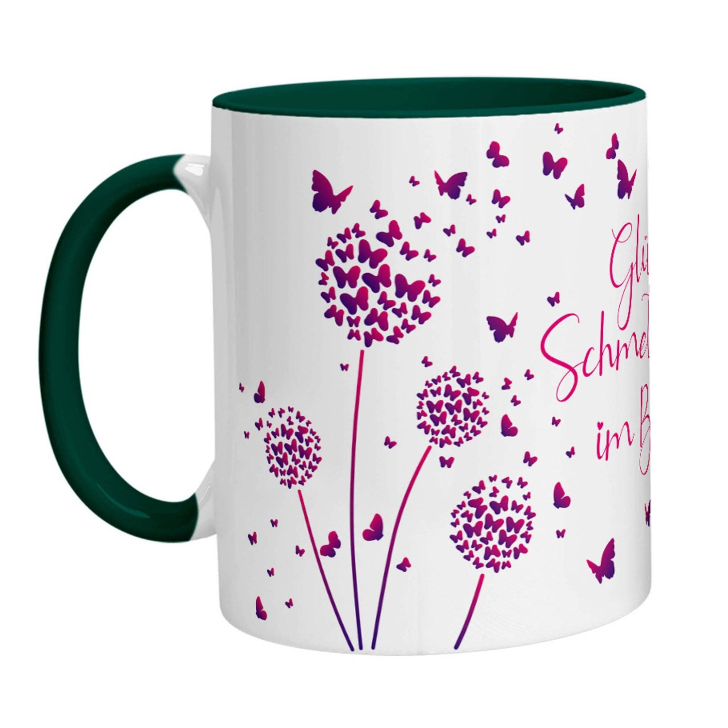 Tasse - Glück ist Schmetterlinge im Bauch (Lila Pink) - Zwergenstick
