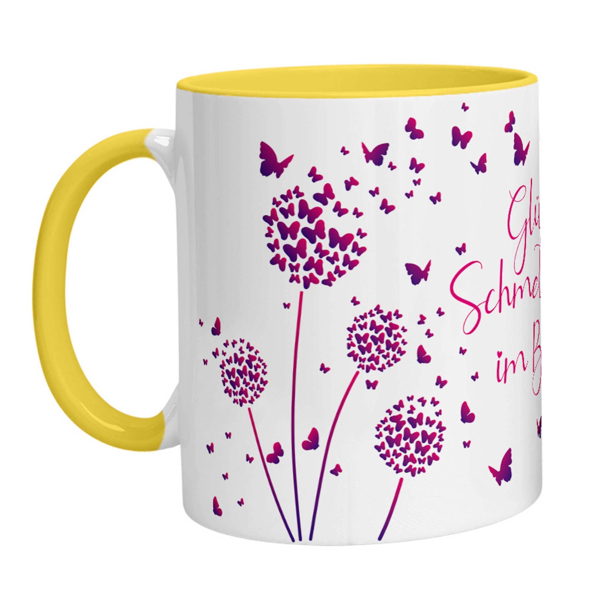 Tasse - Glück ist Schmetterlinge im Bauch (Lila Pink) - Zwergenstick