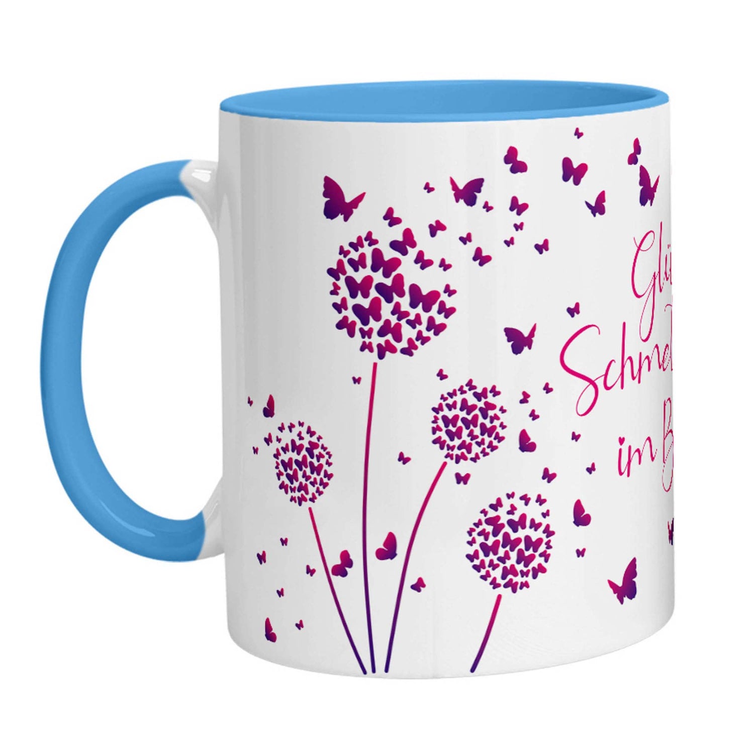 Tasse - Glück ist Schmetterlinge im Bauch (Lila Pink) - Zwergenstick