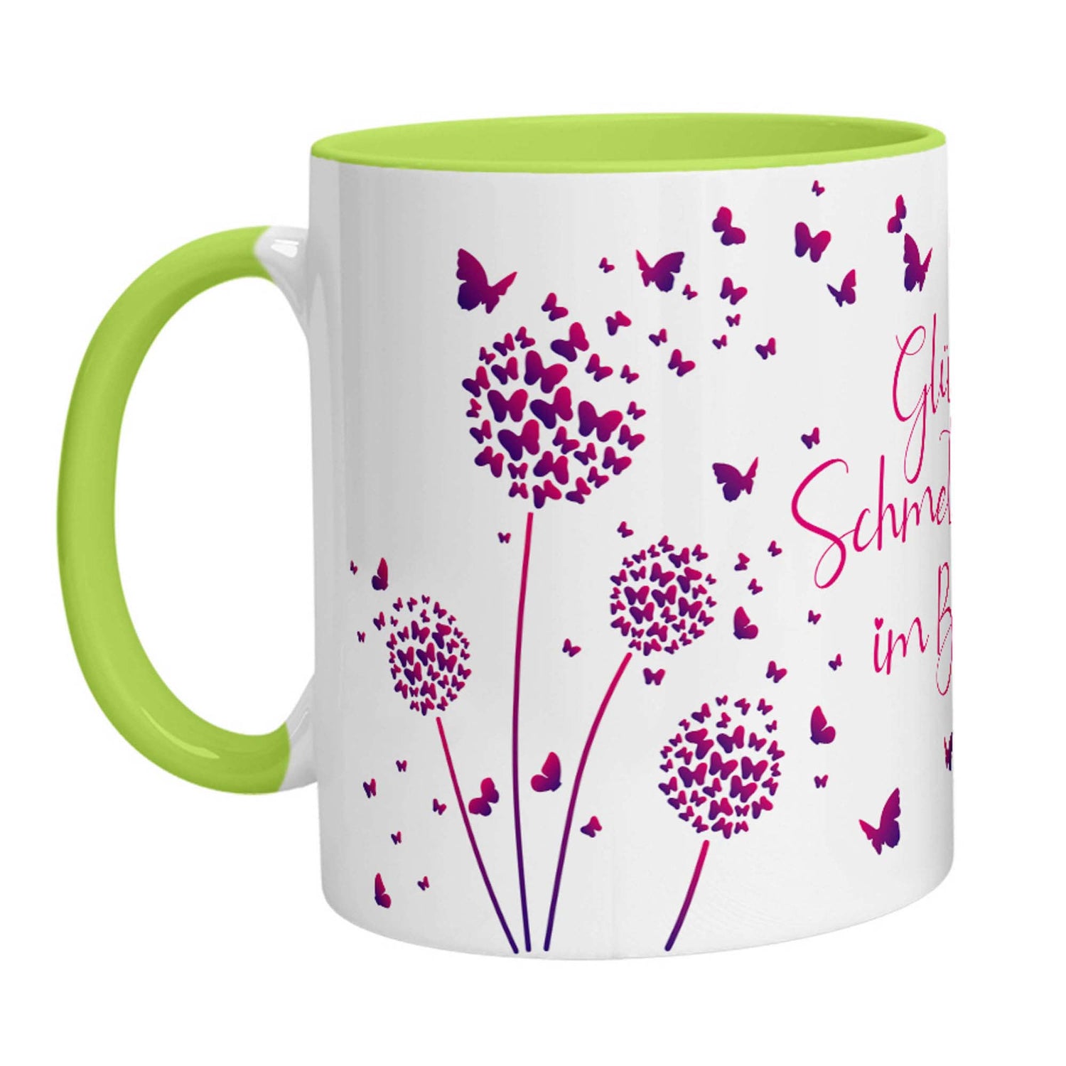 Tasse - Glück ist Schmetterlinge im Bauch (Lila Pink) - Zwergenstick