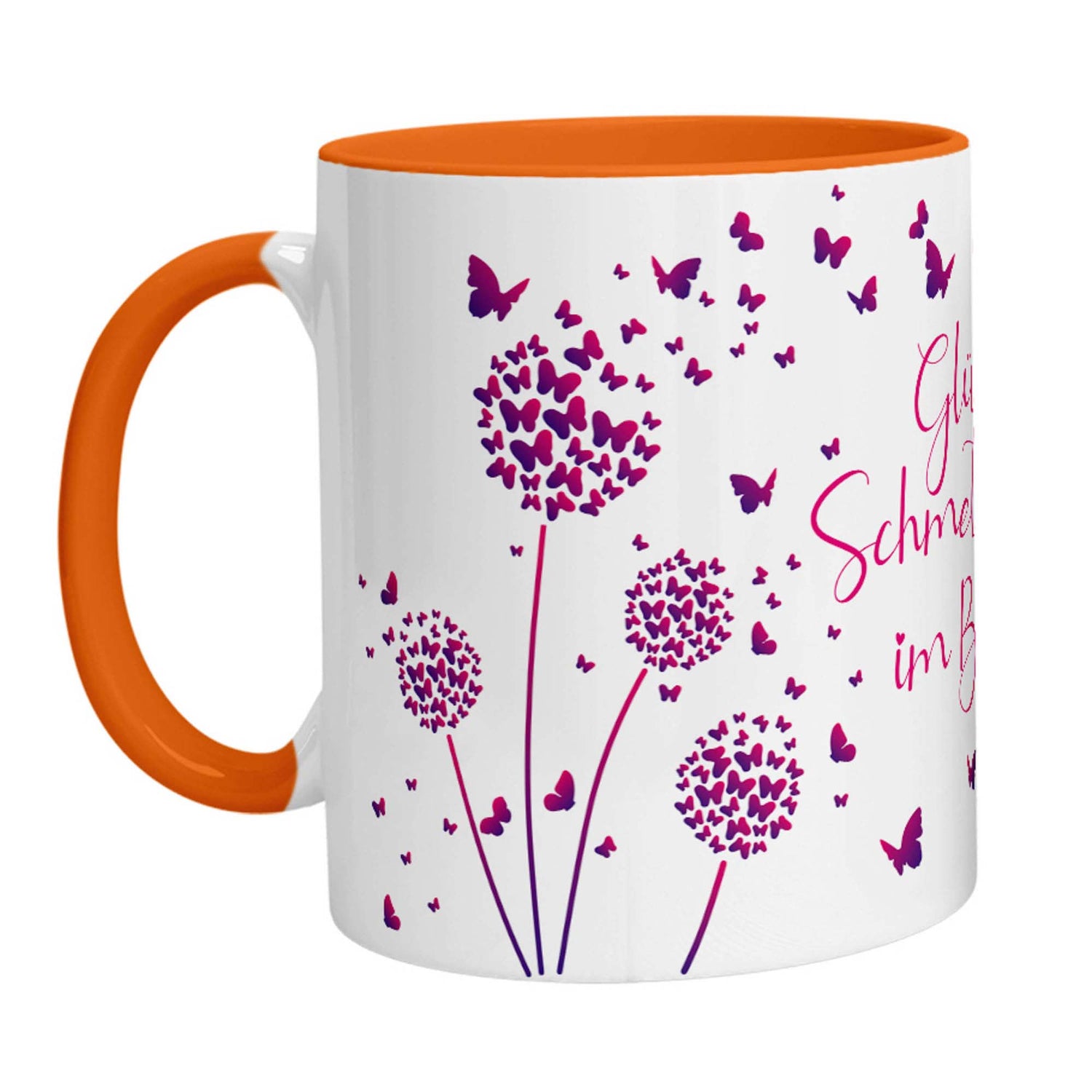 Tasse - Glück ist Schmetterlinge im Bauch (Lila Pink) - Zwergenstick