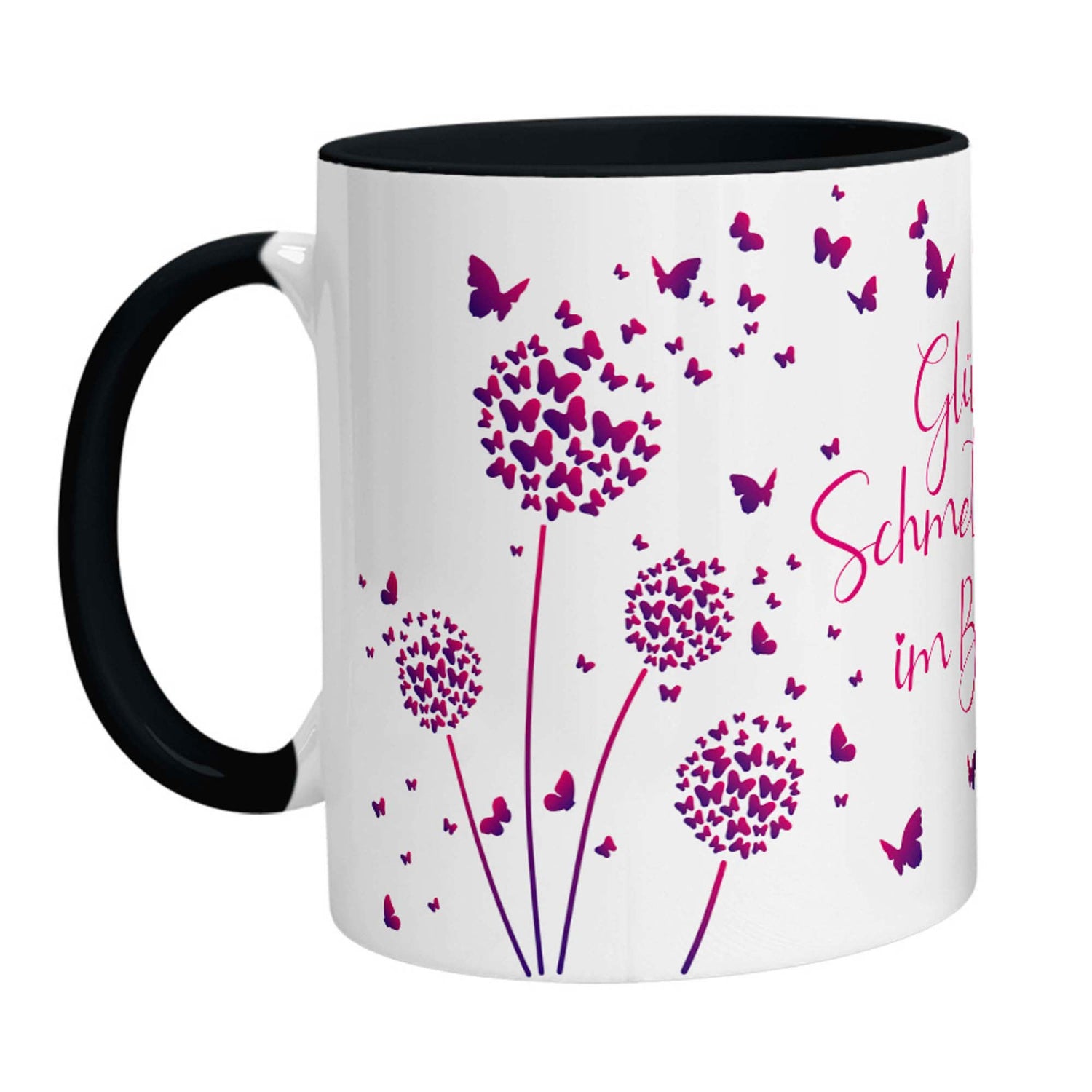 Tasse - Glück ist Schmetterlinge im Bauch (Lila Pink) - Zwergenstick