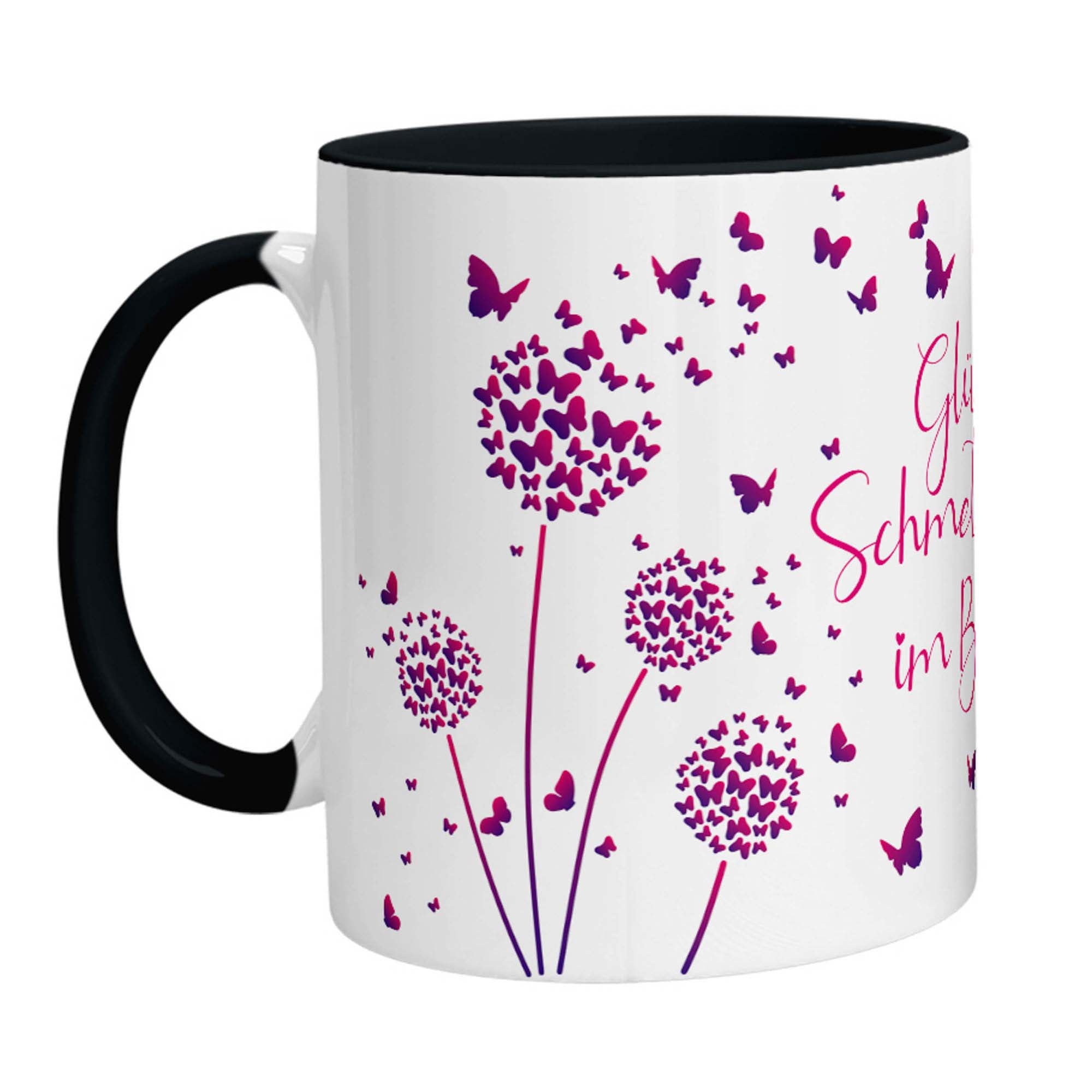 Tasse - Glück ist Schmetterlinge im Bauch (Lila Pink) - Zwergenstick