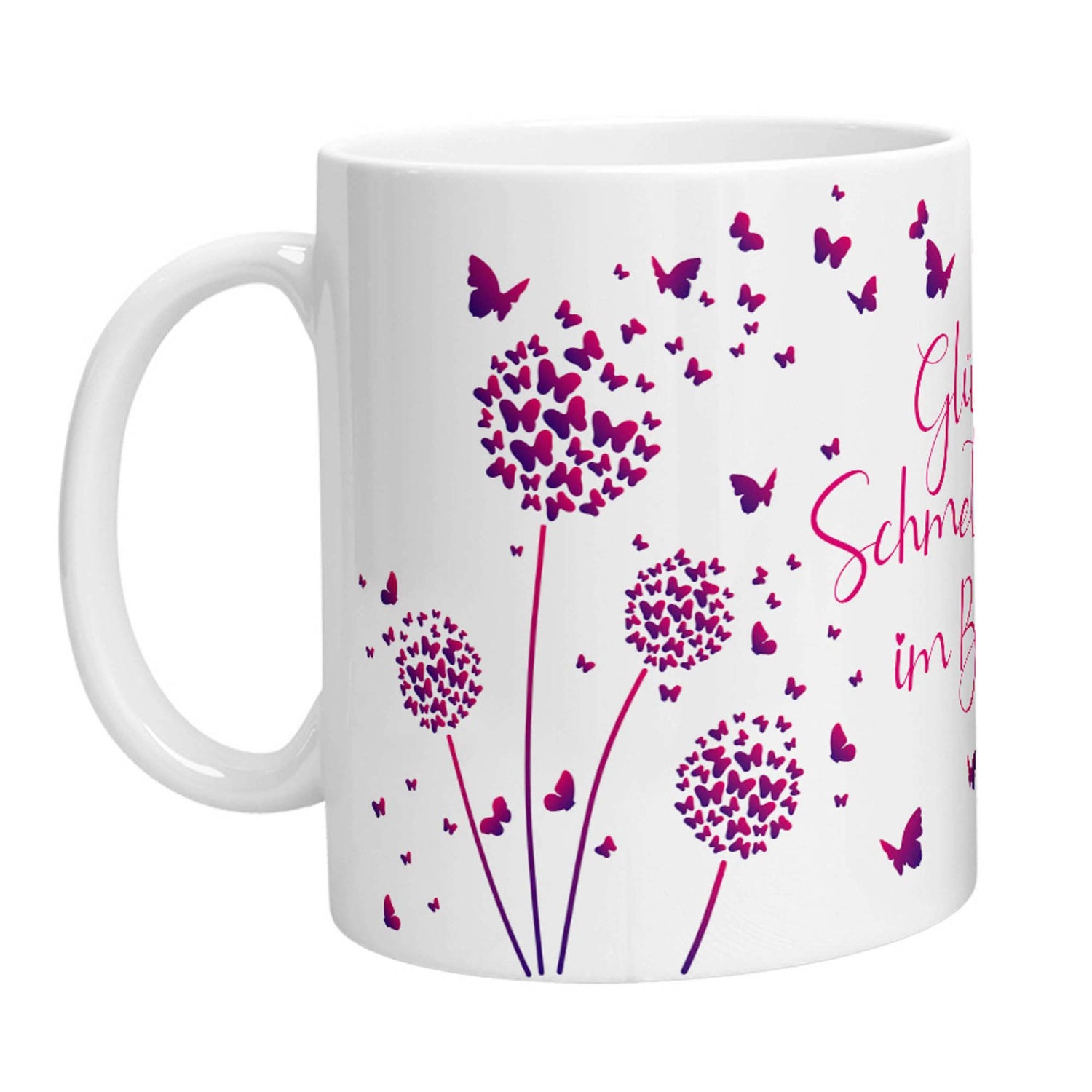 Tasse - Glück ist Schmetterlinge im Bauch (Lila Pink) - Zwergenstick