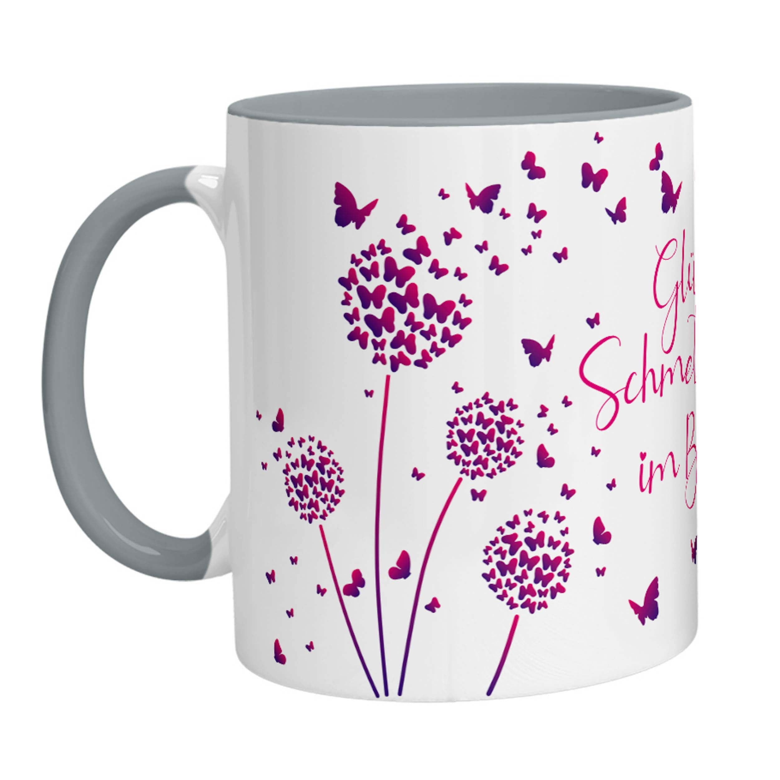 Tasse - Glück ist Schmetterlinge im Bauch (Lila Pink) - Zwergenstick