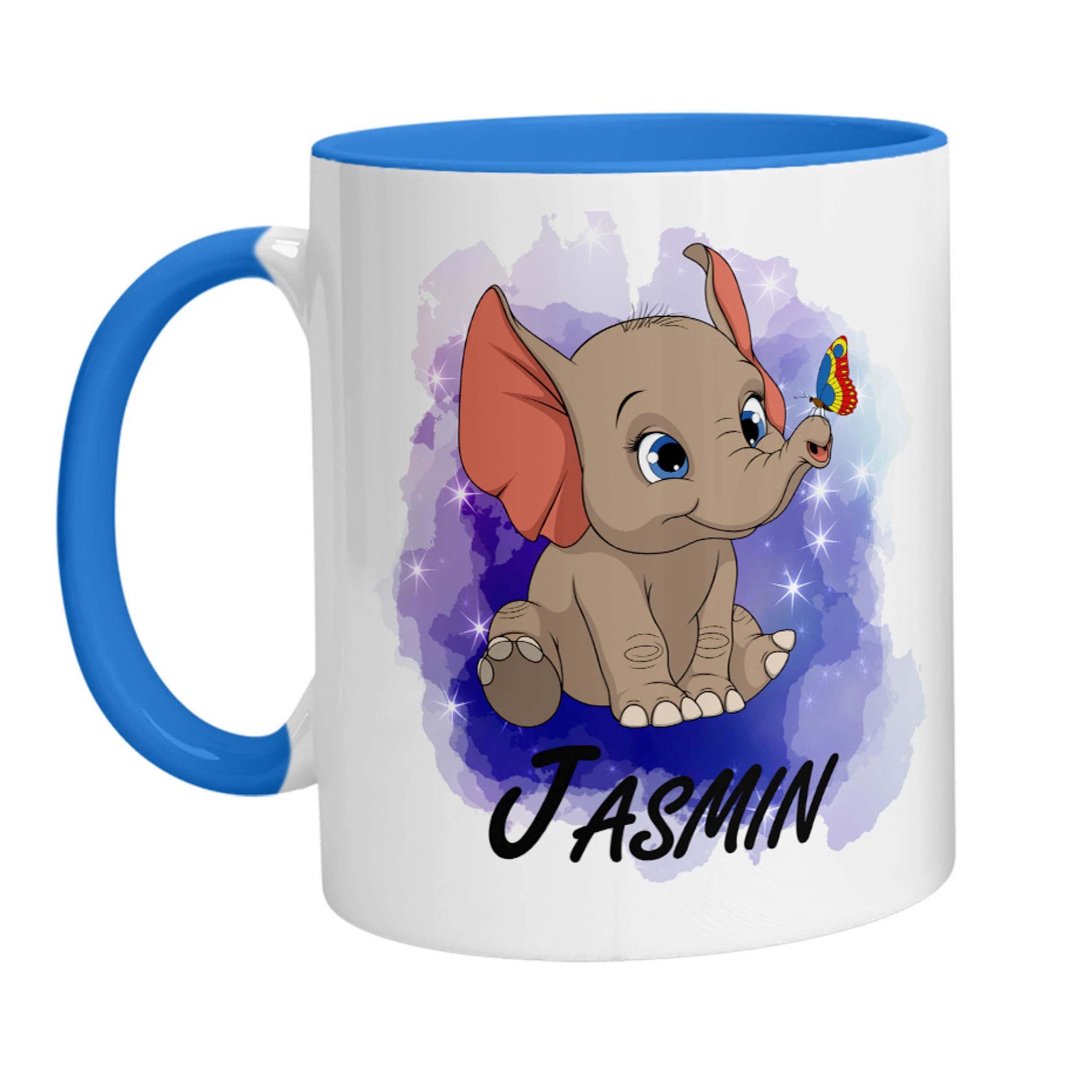 Tasse - Namenstasse Elefant mit Schmetterling (Personalisiert) - Zwergenstick
