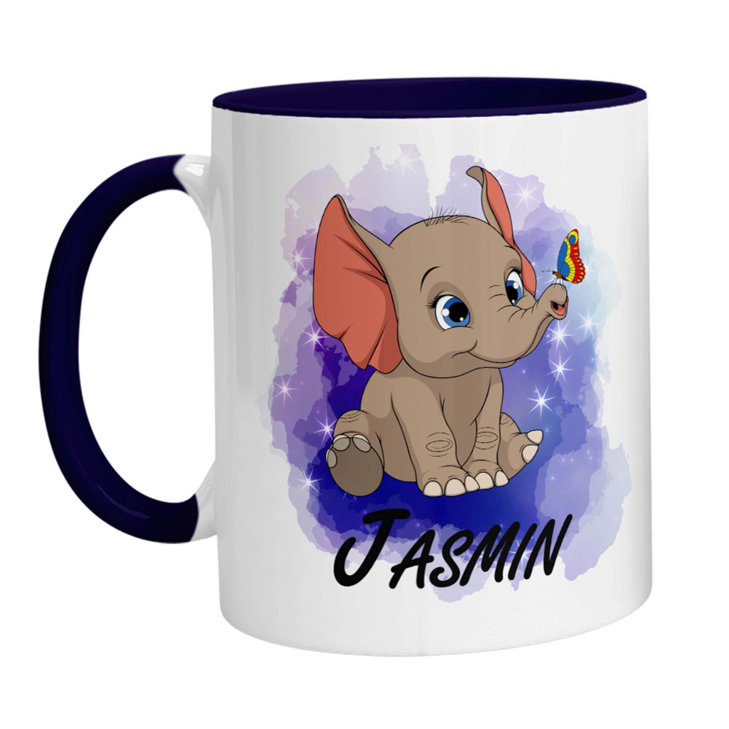 Tasse - Namenstasse Elefant mit Schmetterling (Personalisiert) - Zwergenstick