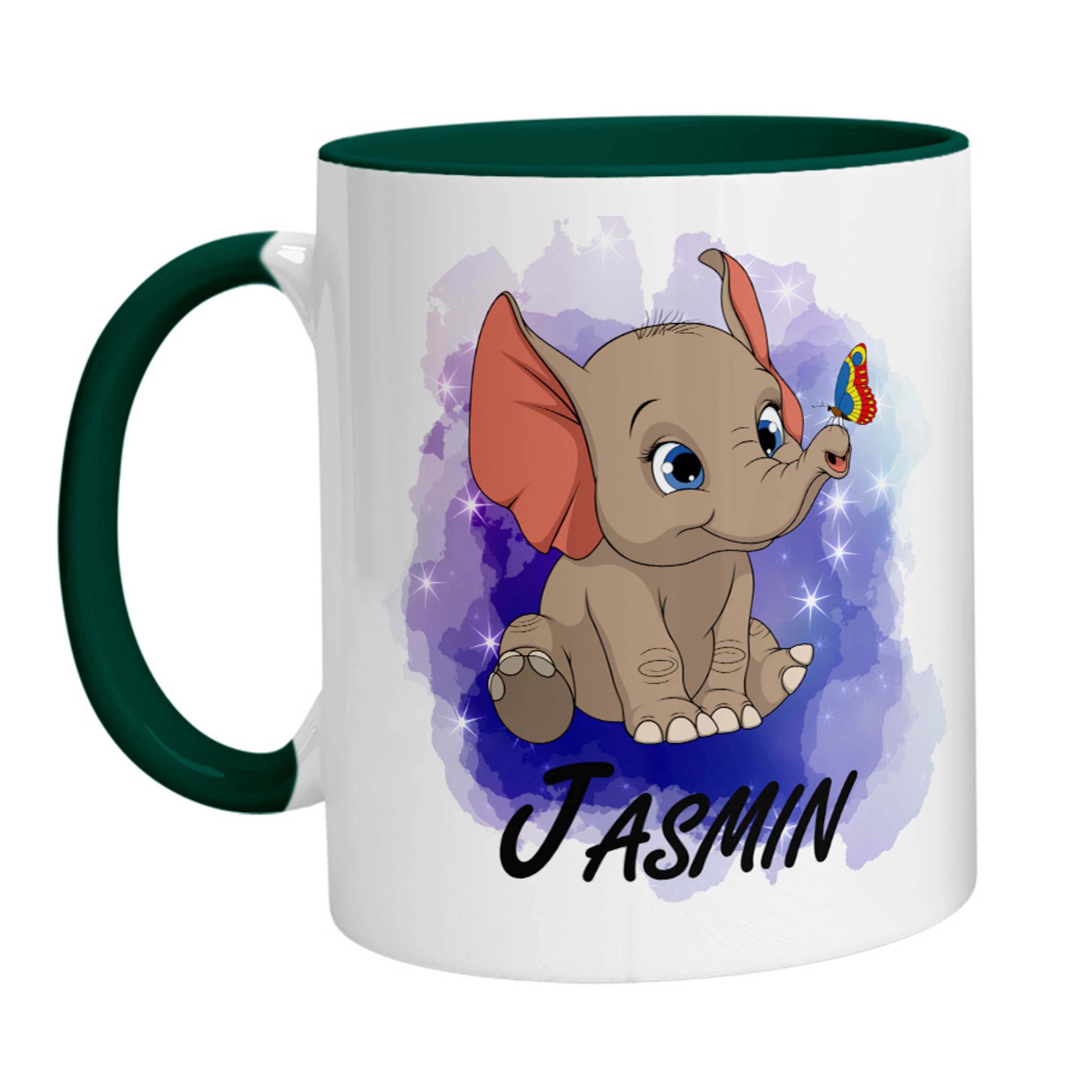 Tasse - Namenstasse Elefant mit Schmetterling (Personalisiert) - Zwergenstick