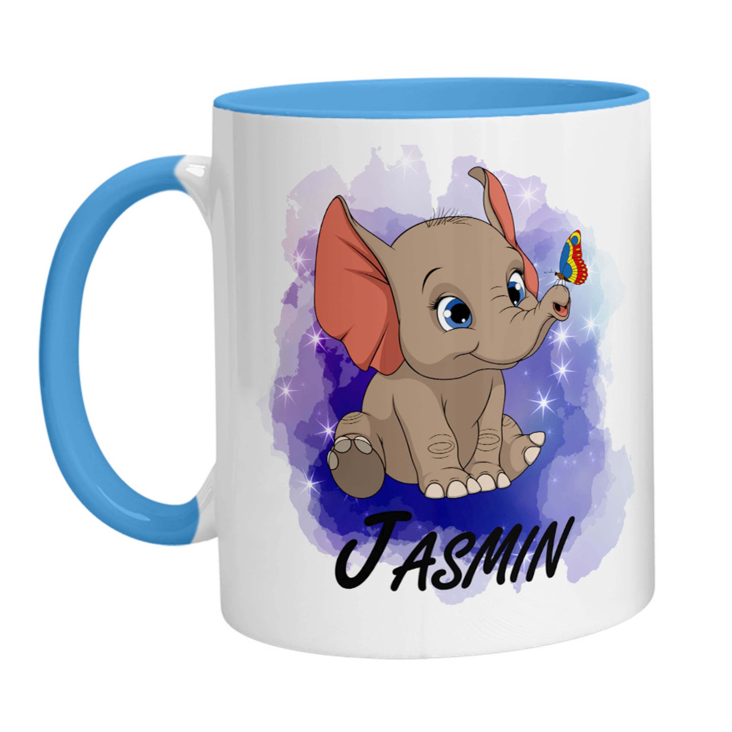 Tasse - Namenstasse Elefant mit Schmetterling (Personalisiert) - Zwergenstick