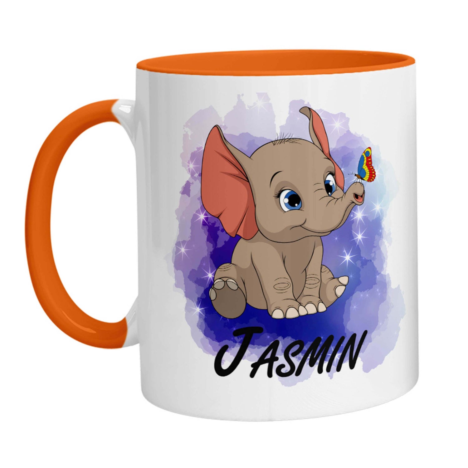 Tasse - Namenstasse Elefant mit Schmetterling (Personalisiert) - Zwergenstick