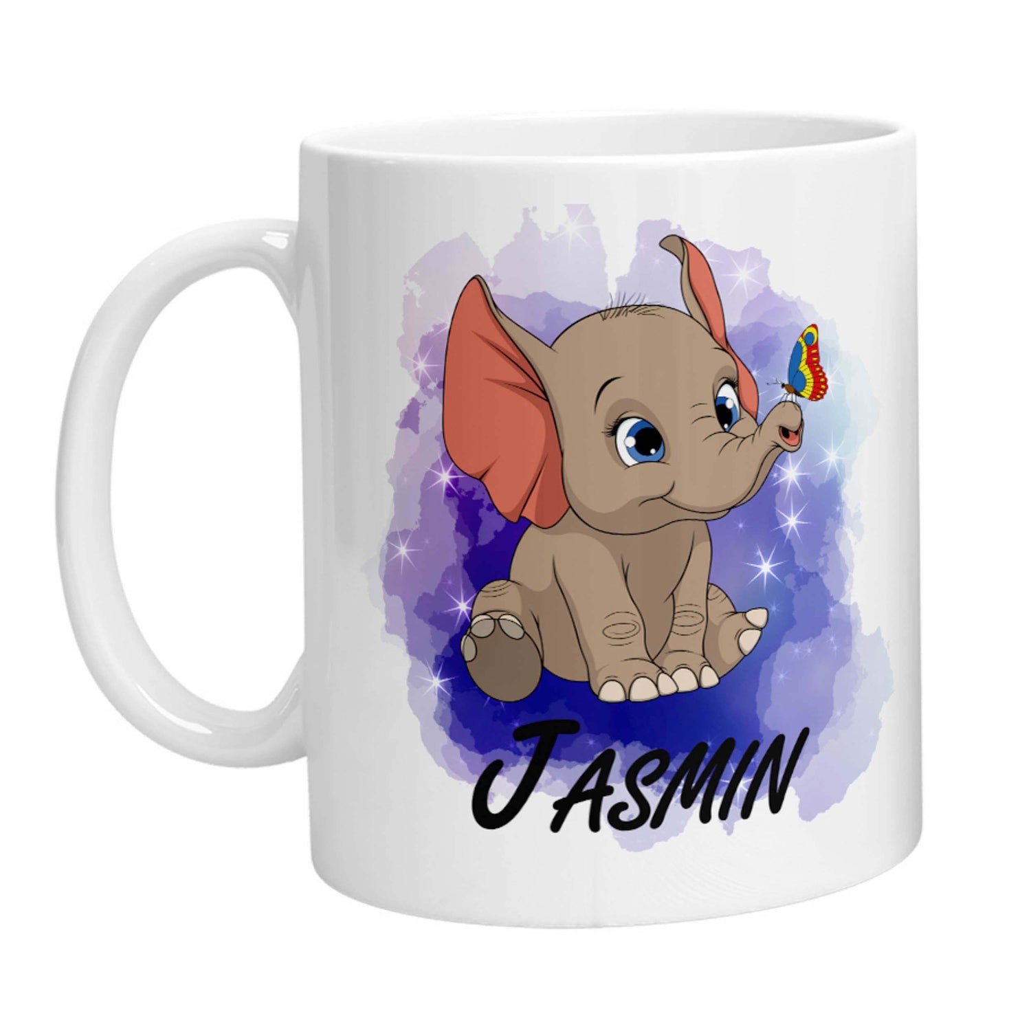 Tasse - Namenstasse Elefant mit Schmetterling (Personalisiert) - Zwergenstick