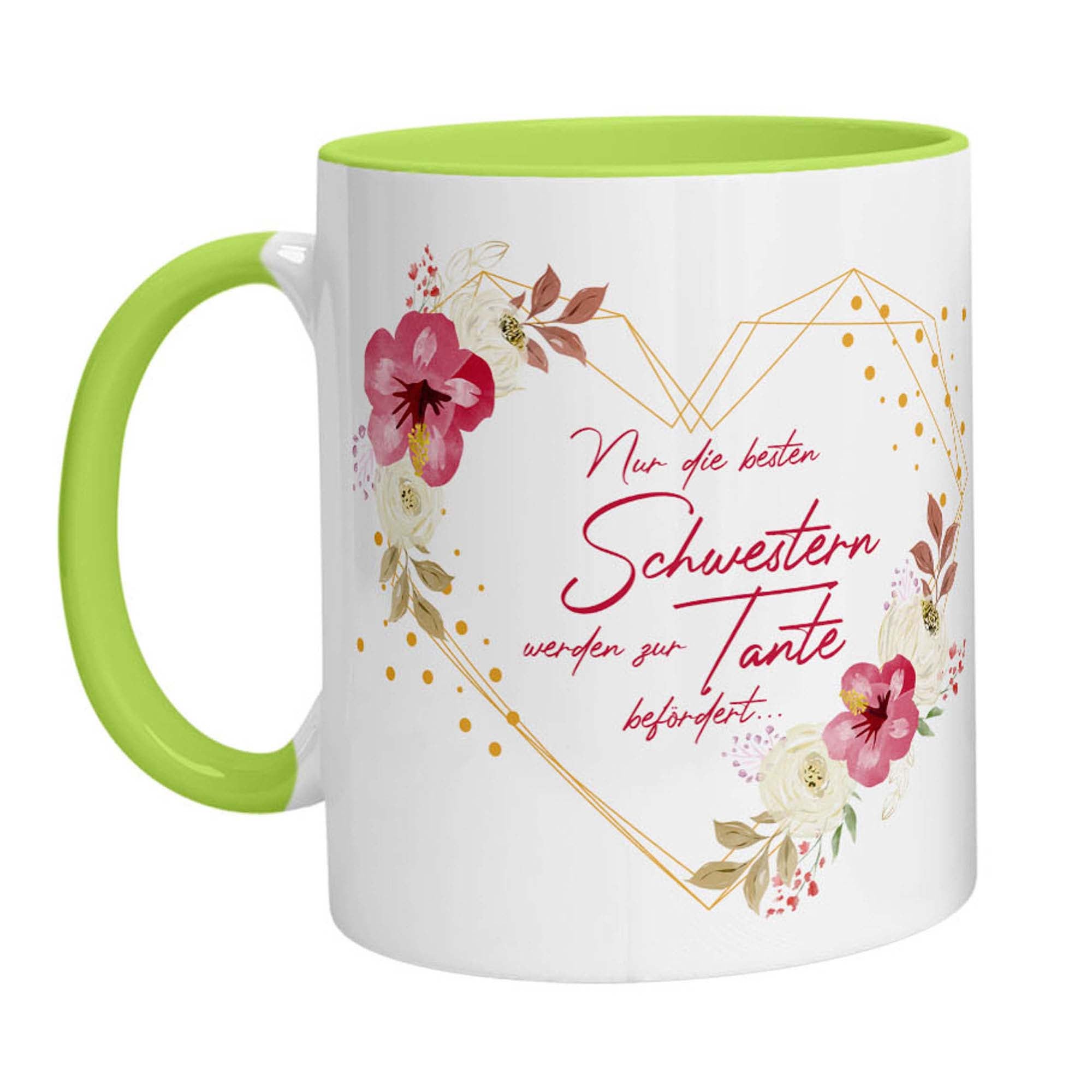 Tasse - Nur die besten Schwester werden zur Tante befördert mit Herz - Zwergenstick