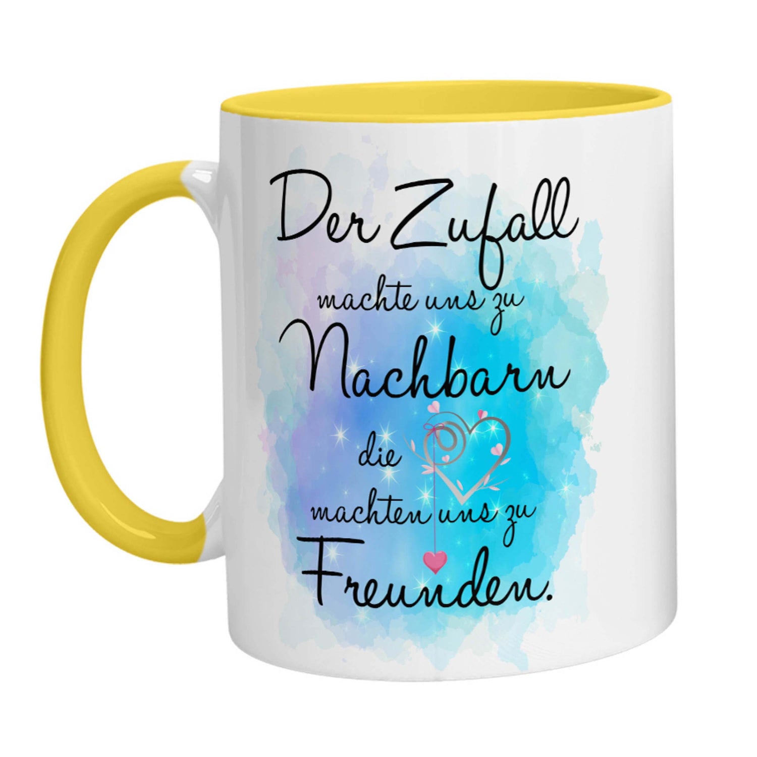 Tasse - Der Zufall machte uns zu Nachbarn die Herzen machten uns zu Freunden - Zwergenstick