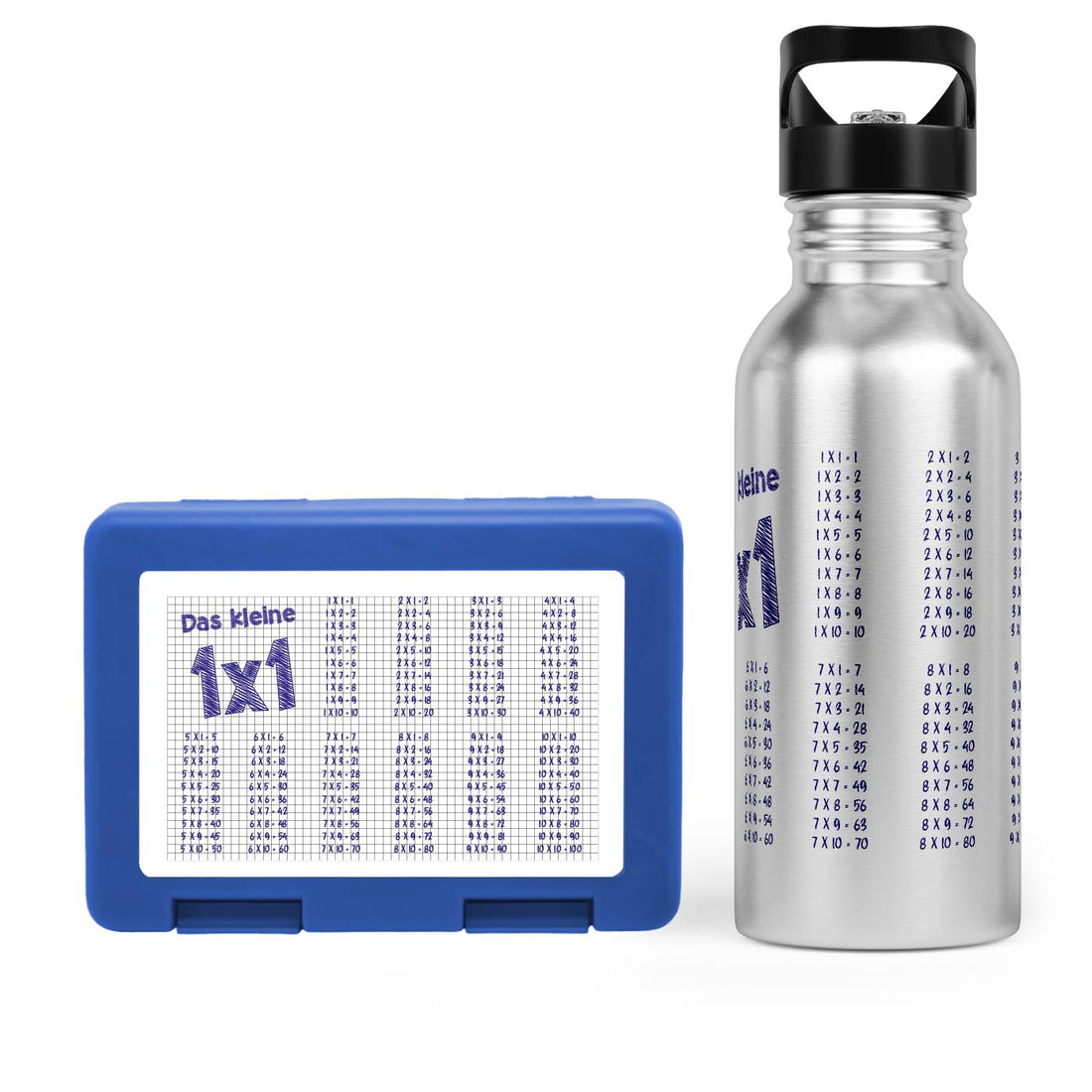 Schulstart Bundle No.1 – 1x1 Papier-Design Brotdose &amp; Trinkflasche