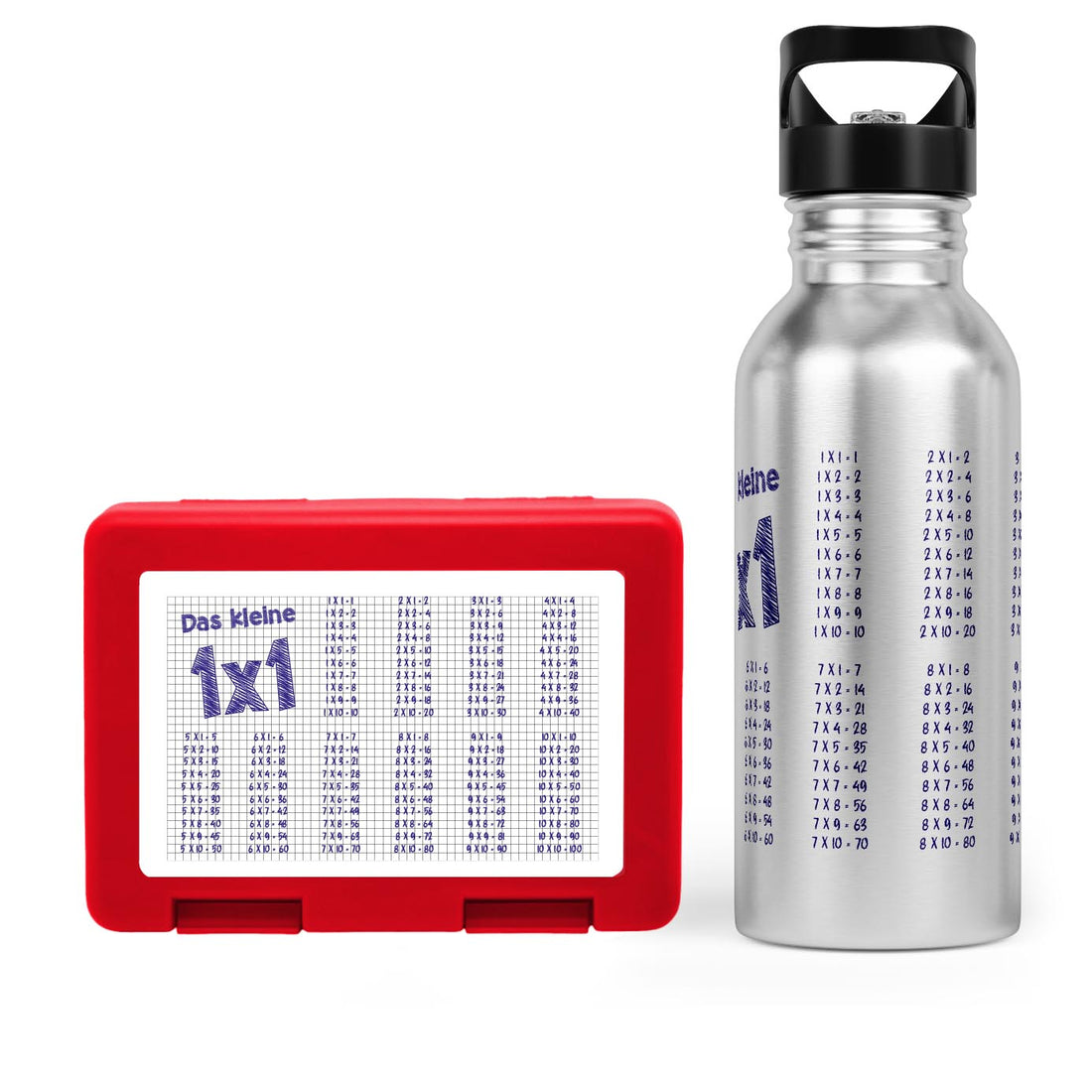 Schulstart Bundle No.1 – 1x1 Papier-Design Brotdose & Trinkflasche