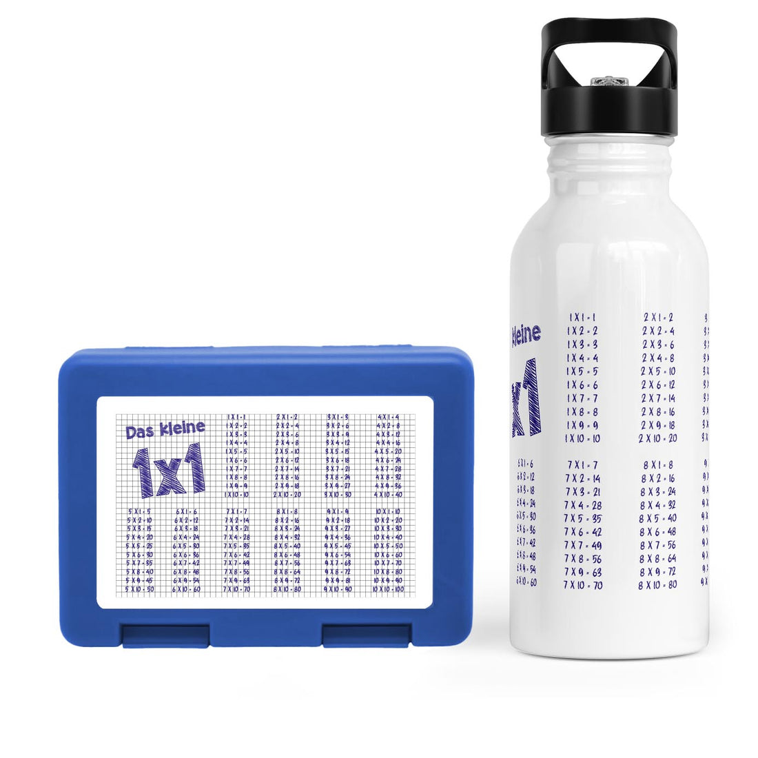Schulstart Bundle No.2 – 1x1 Papier-Design Brotdose &amp; Trinkflasche