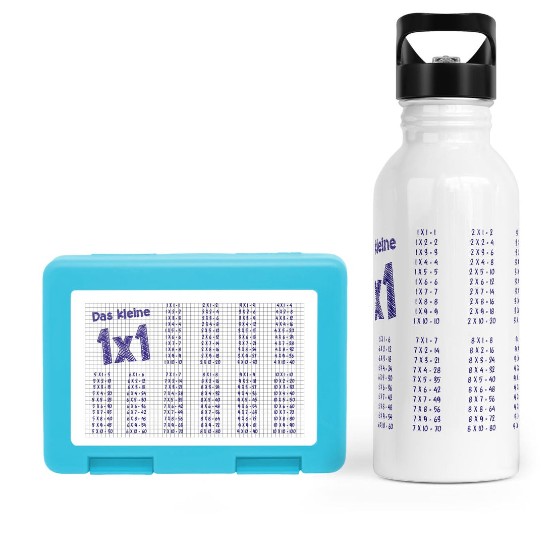 Schulstart Bundle No.2 – 1x1 Papier-Design Brotdose & Trinkflasche
