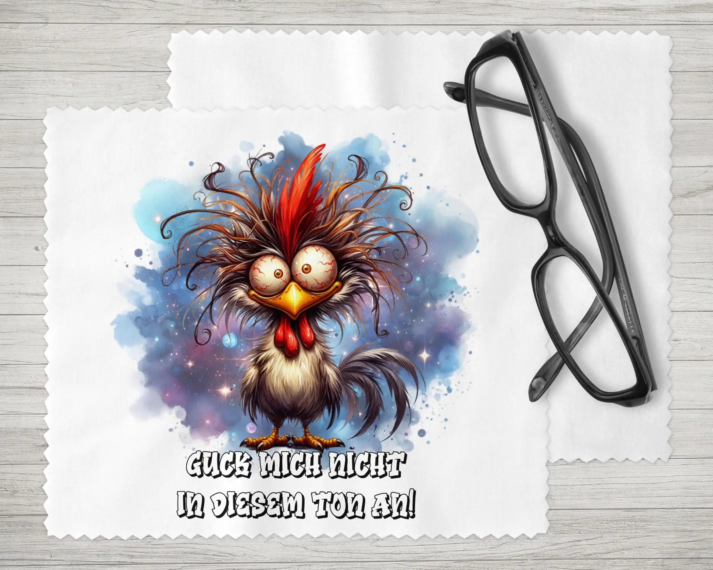 Brillenputztuch Guck mich nicht in diesem Ton an Huhn