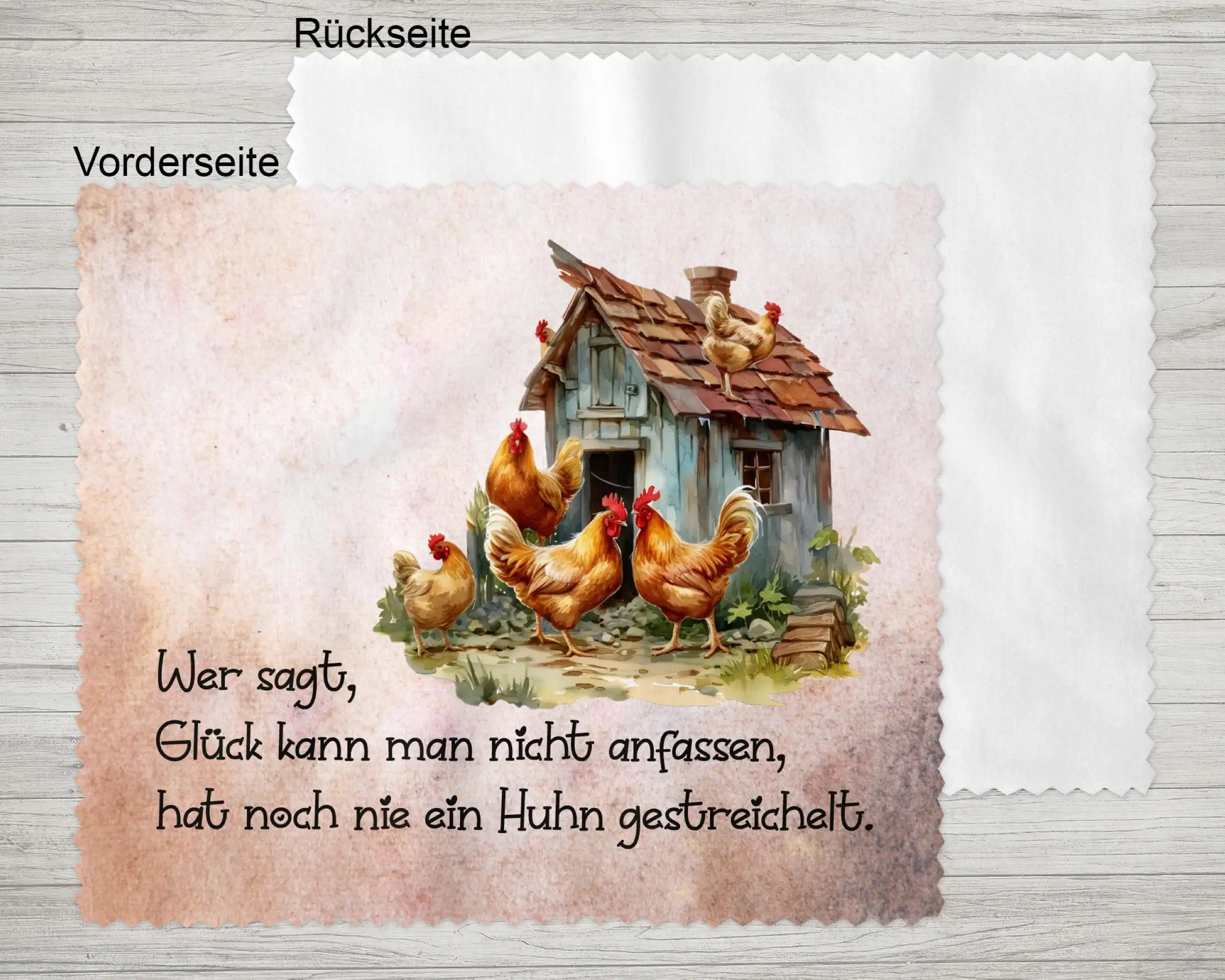 Brillenputztuch Wer sagt, Glück kann man nicht anfassen, hat noch nie ein Huhn gestreichelt.
