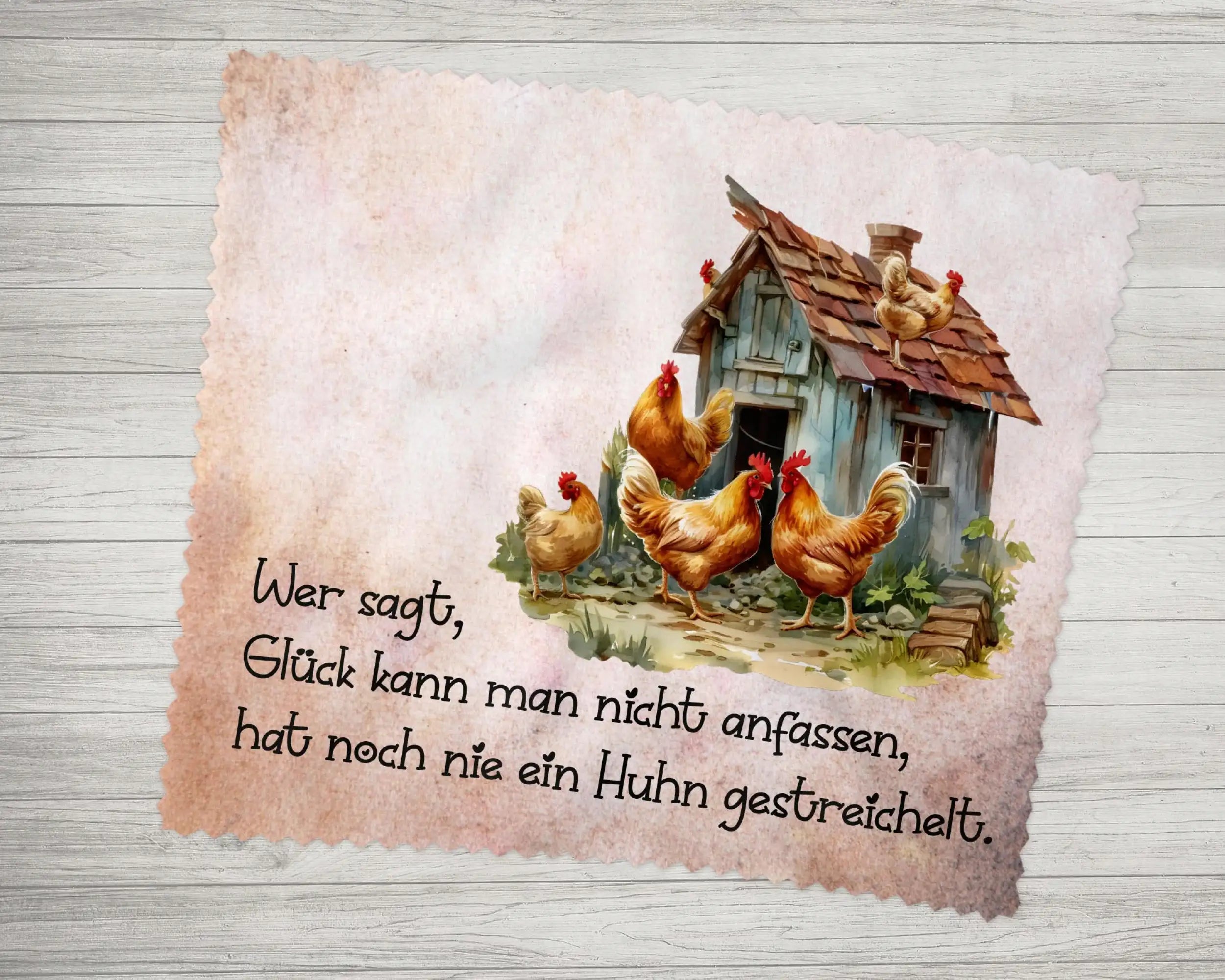 Brillenputztuch Wer sagt, Glück kann man nicht anfassen, hat noch nie ein Huhn gestreichelt.