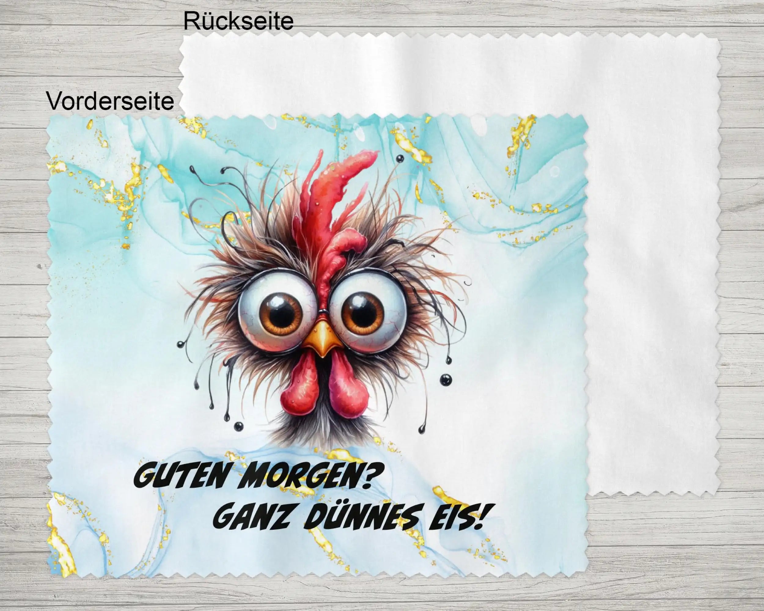 Brillenputztuch Guten Morgen ganz dünnes Eis Huhn