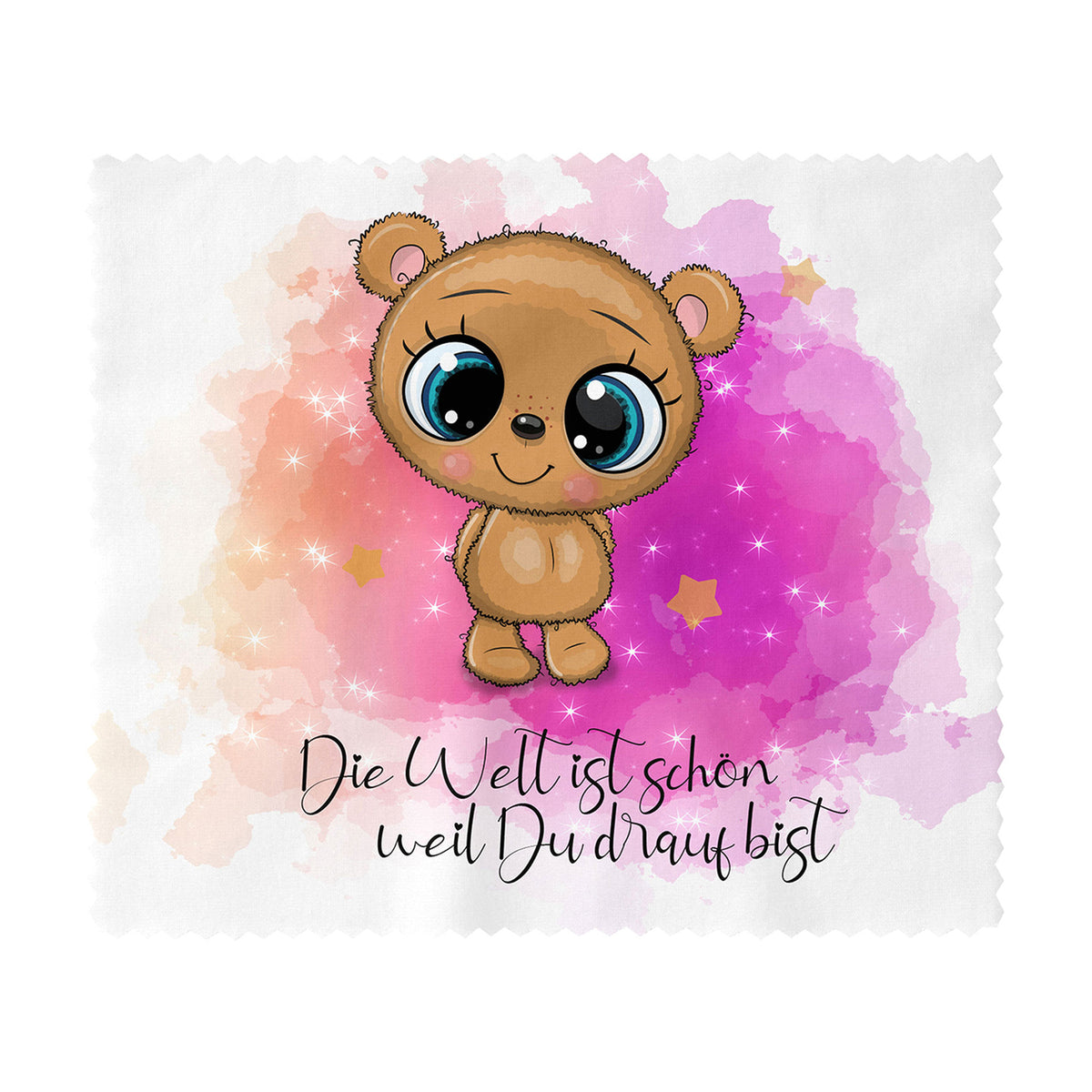 Brillenputztuch - Objektivtuch Die Welt ist schön, weil Du drauf bist Bärchen