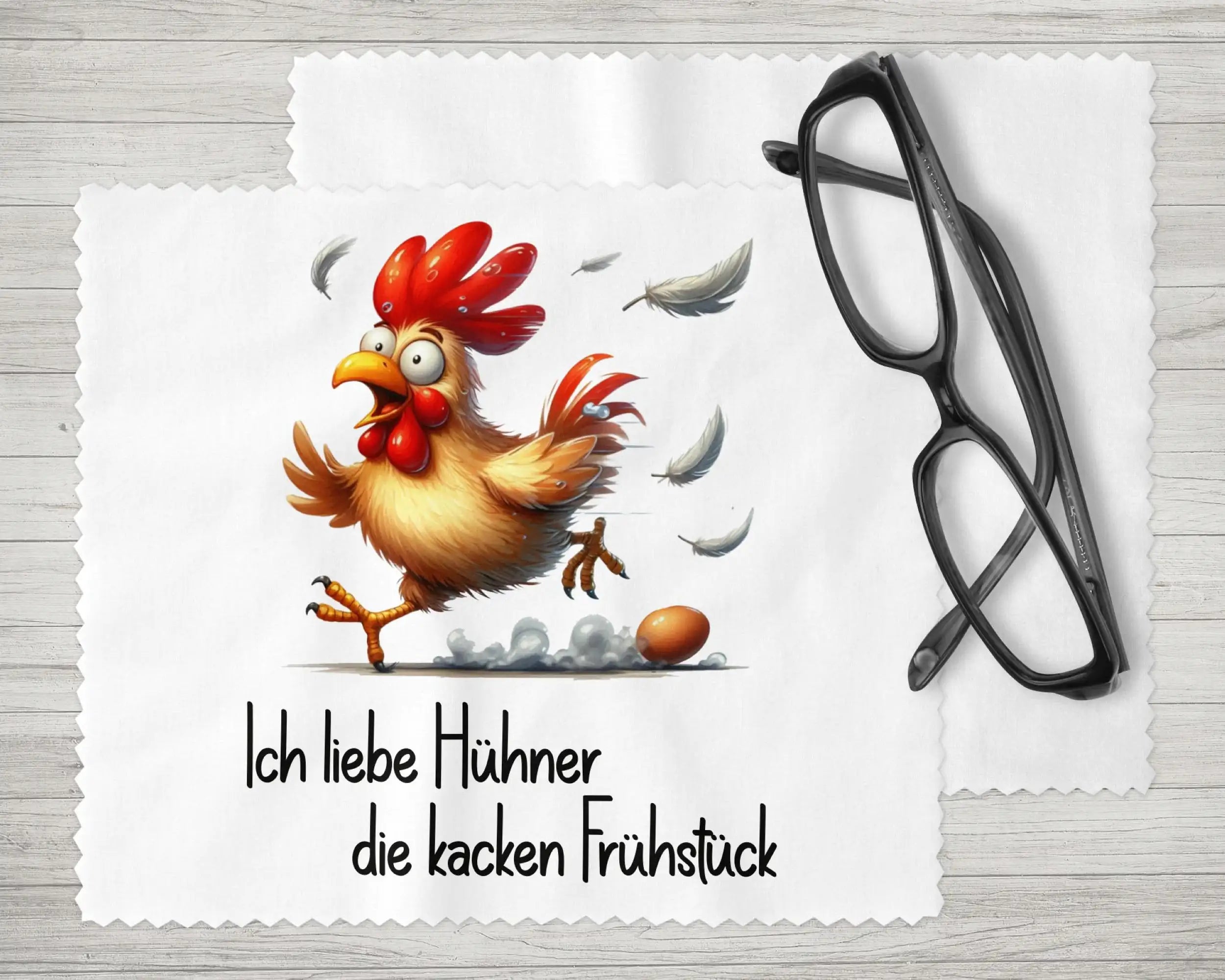 Brillenputztuch Ich liebe Hühner die kacken Frühstück