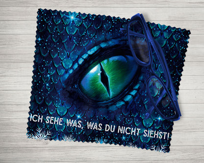 Brillenputztuch - Objektivtuch Drachenauge Blau