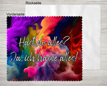 Brillenputztuch - Objektivtuch Hast Du alles? Ja ich hasse alles!