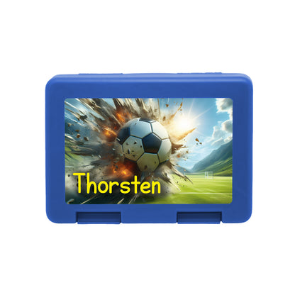Personalisierte Brotdose mit Fussball-Explosion-Motiv