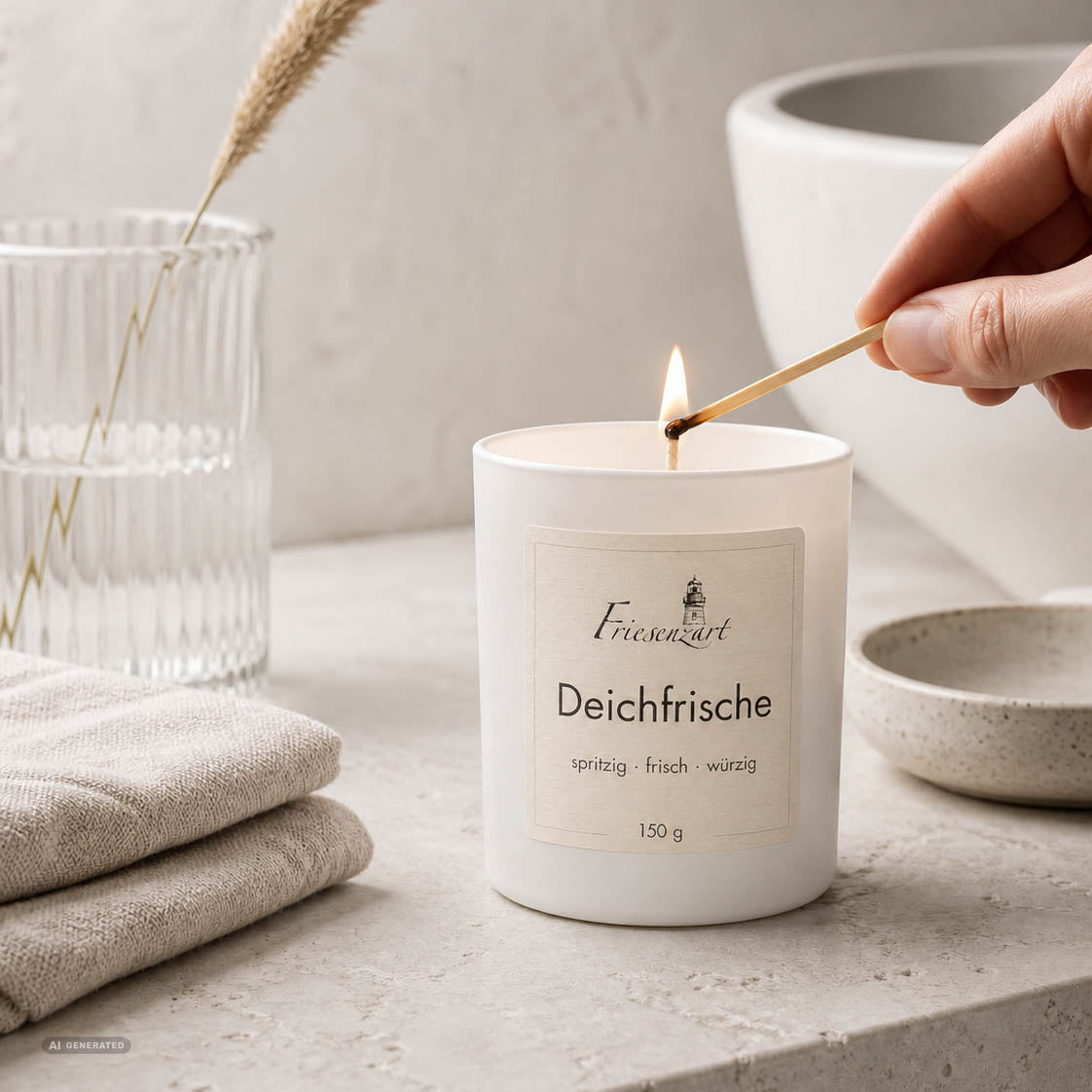 Duftkerze Deichfrische spritzig · frisch · würzig