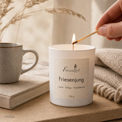 Duftkerze Friesenjung warm · holzig · charaktervoll