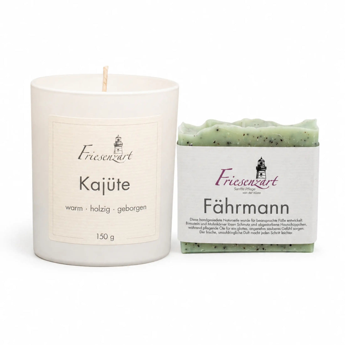 Feierabend – Friesenzart Duft- &amp; Pflegeset mit Naturseife Fährmann und Duftkerze Kajüte