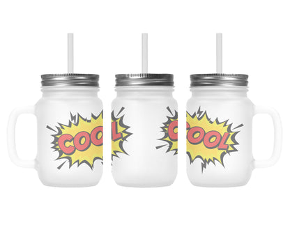 Henkelglas &quot;COOL&quot; mit Deckel und Trinkhalm