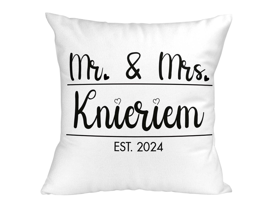 Hochzeitkissen Mr. &amp; Mrs. - Personalisierbar mit Namen und Hochzeitsdatum - Zwergenstick