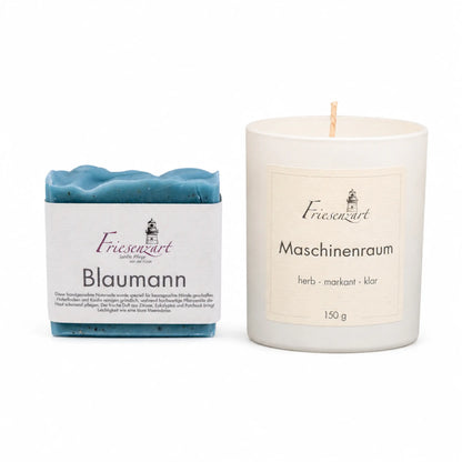 Nordwerk – Friesenzart Duft- &amp; Pflegeset mit Naturseife Blaumann und Duftkerze Maschinenraum