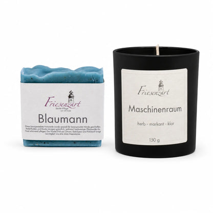 Nordwerk – Friesenzart Duft- &amp; Pflegeset mit Naturseife Blaumann und Duftkerze Maschinenraum