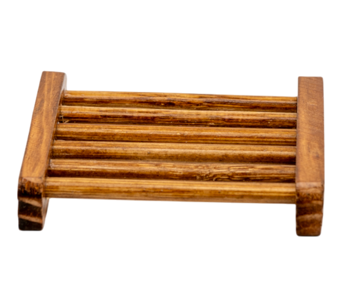 Seifengitter aus dunklem Holz.