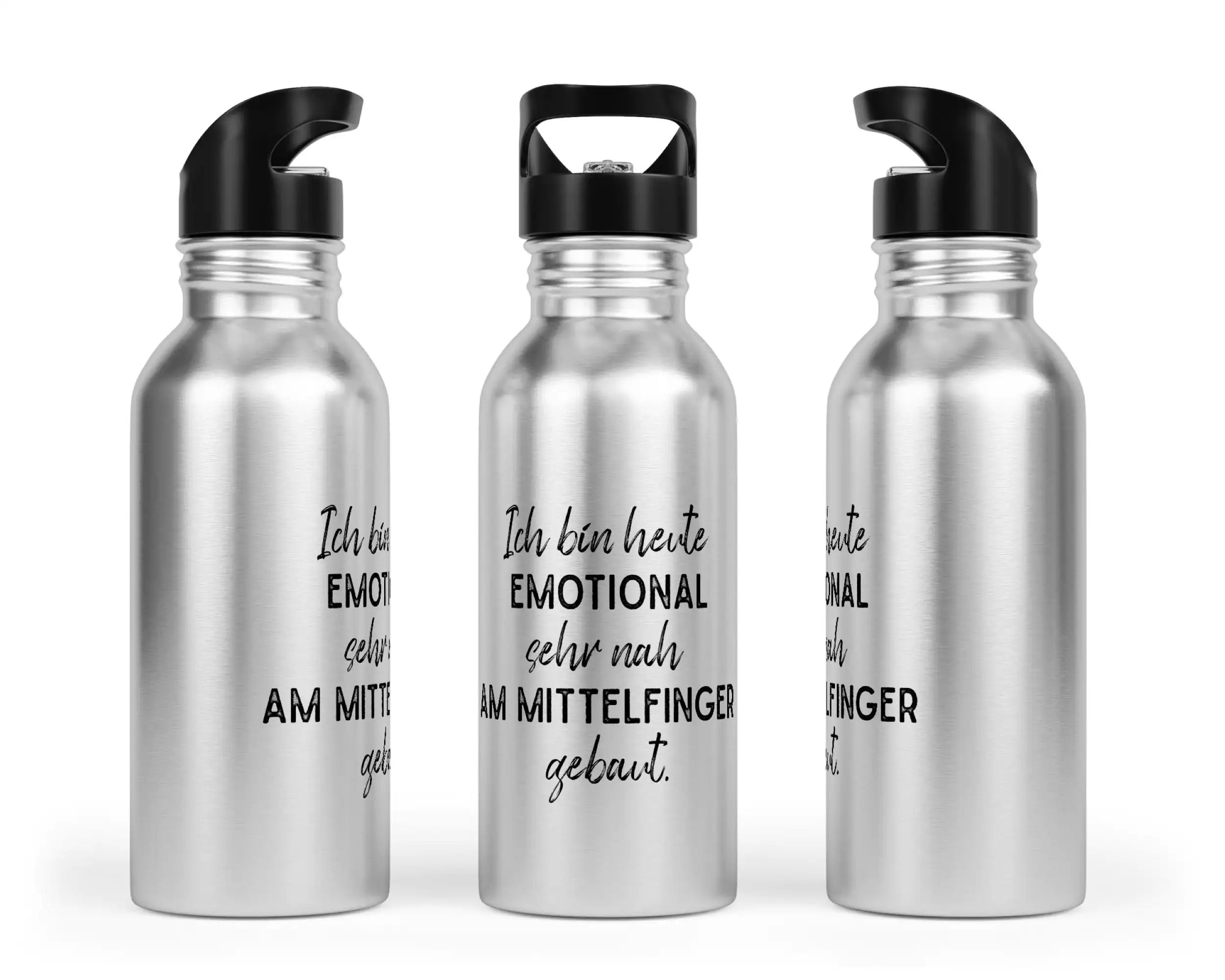 Trinkflasche mit Trinkhalm - Ich bin heute Emotional sehr nah am Mittelfinger gebaut