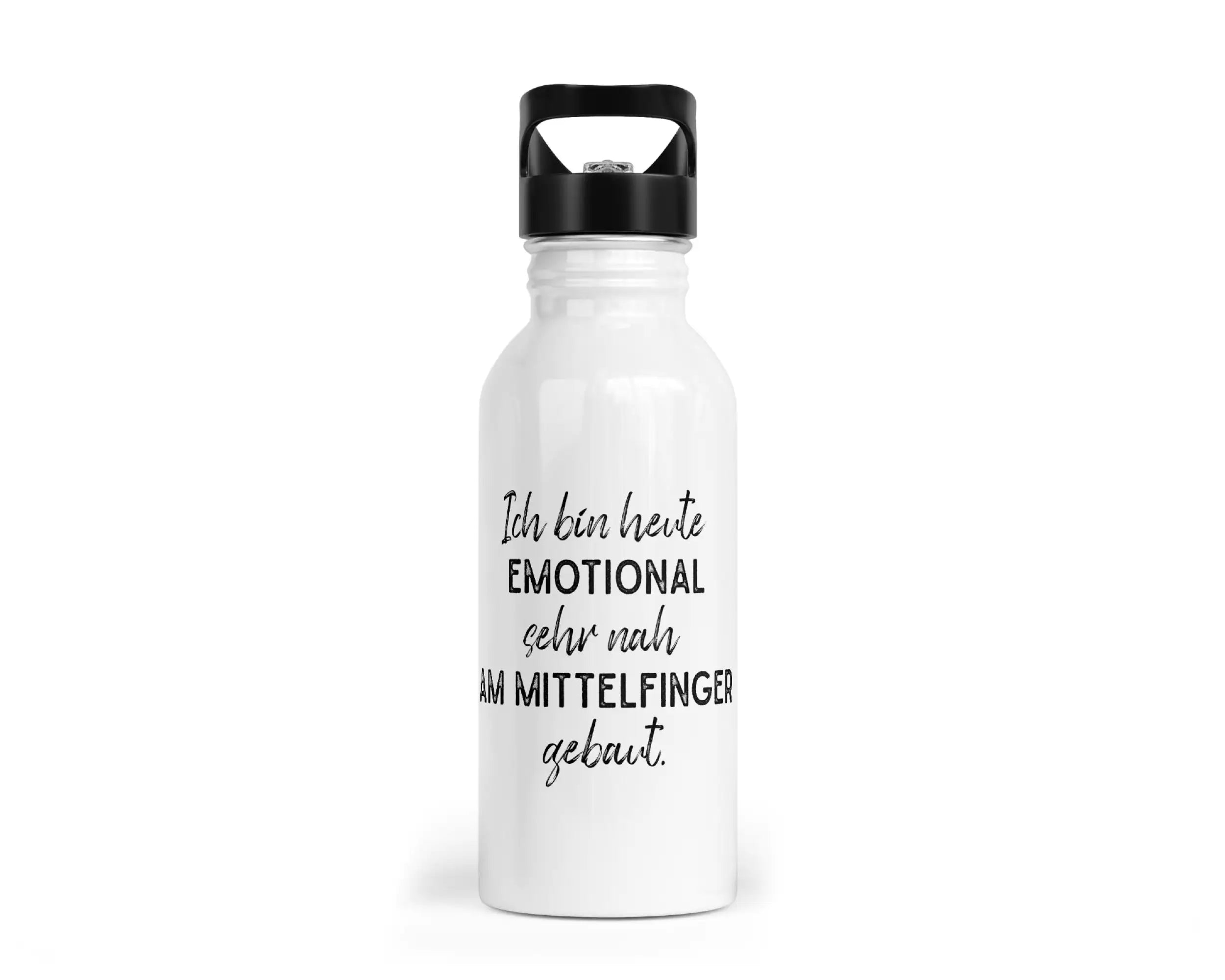 Trinkflasche mit Trinkhalm - Ich bin heute Emotional sehr nah am Mittelfinger gebaut